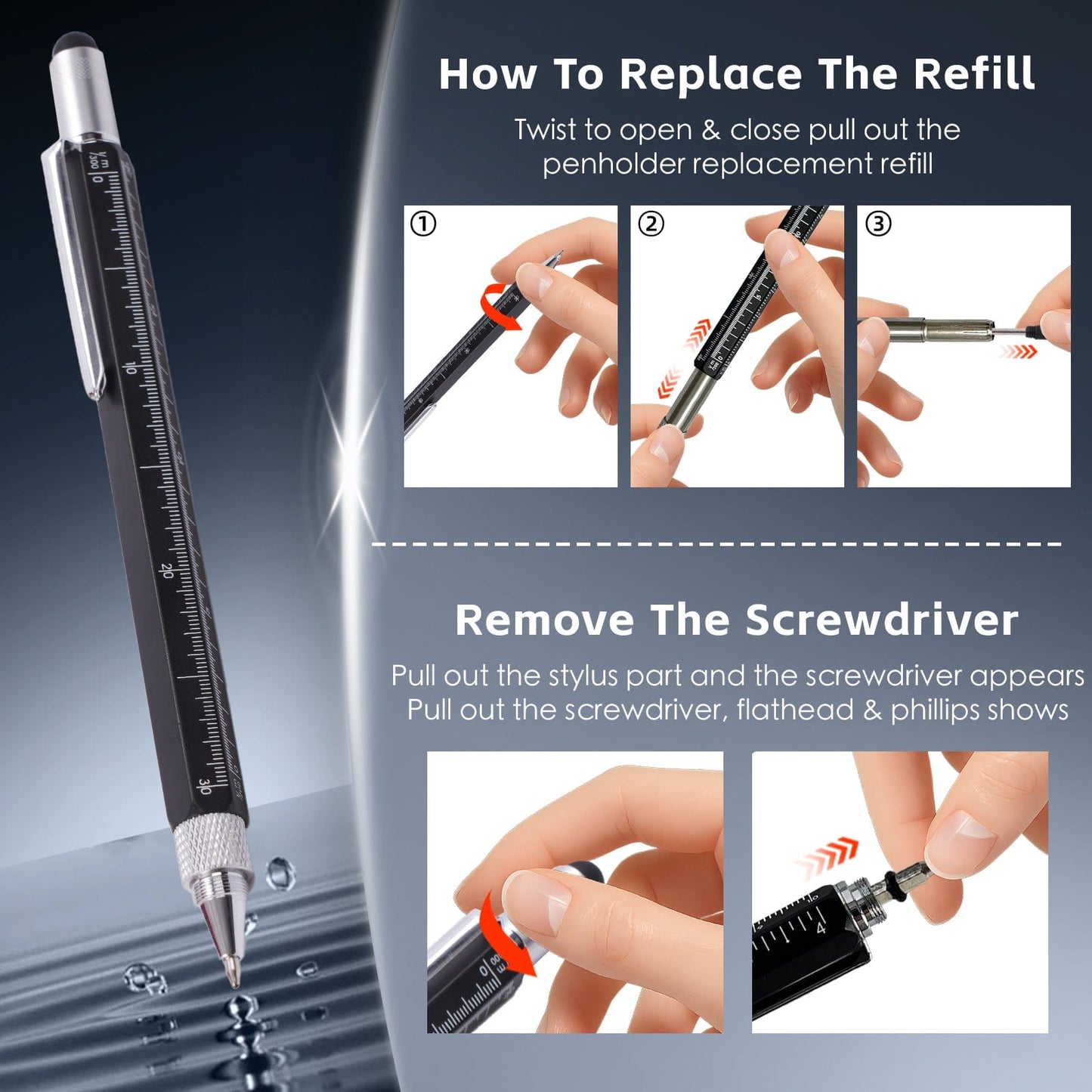 Livingtoday tools 6 in 1 Multi Tool Trade Pen