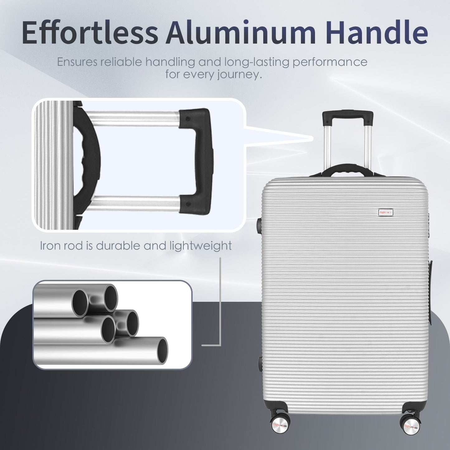Flightmode 28" Digital Weighing Scale and USB Charging Port Lightweight Luggage Suitcase Silver
