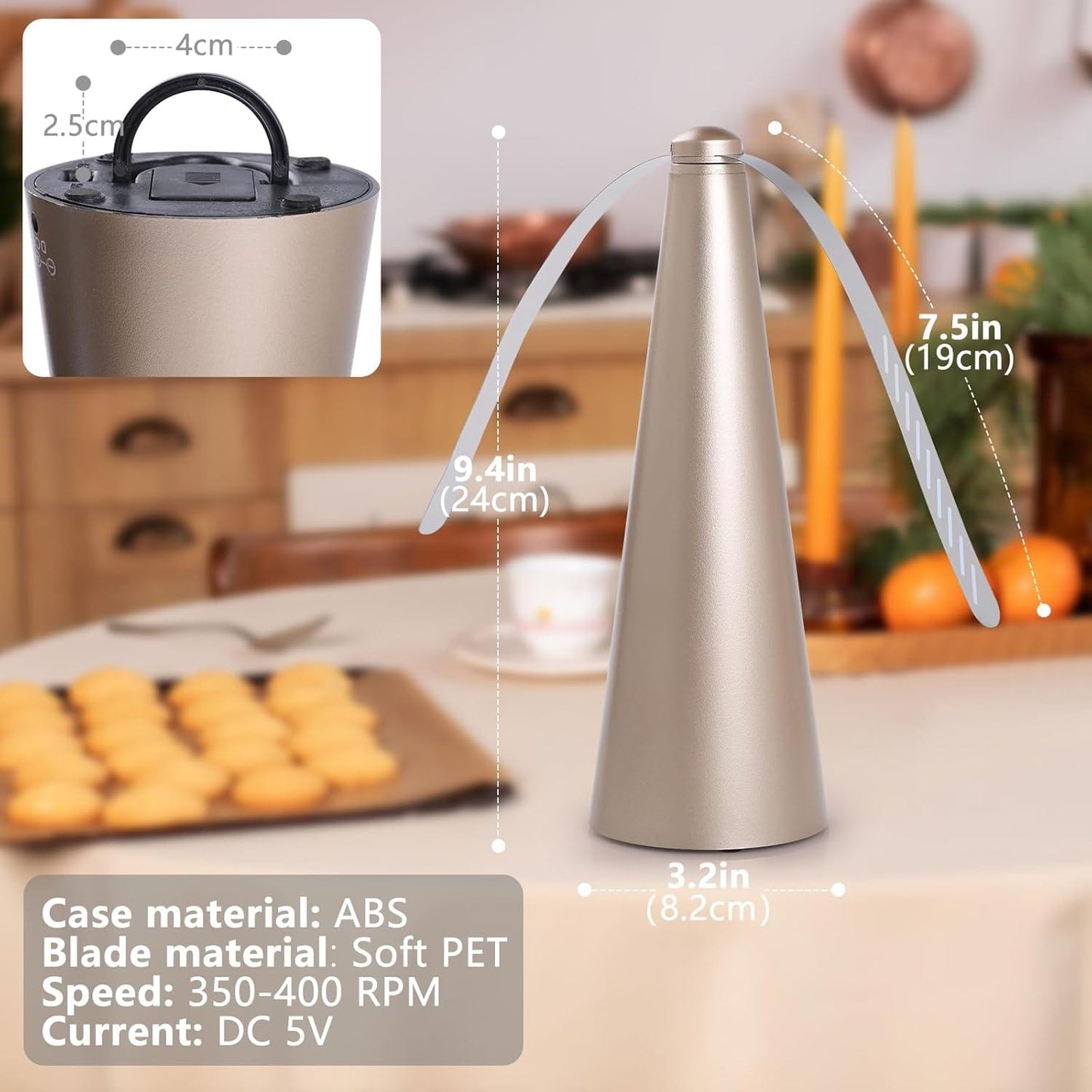 Living Today Household Insect Repellents Battery Operated Shoo-Fly Chemical Free Fly Repellent Fan Gold