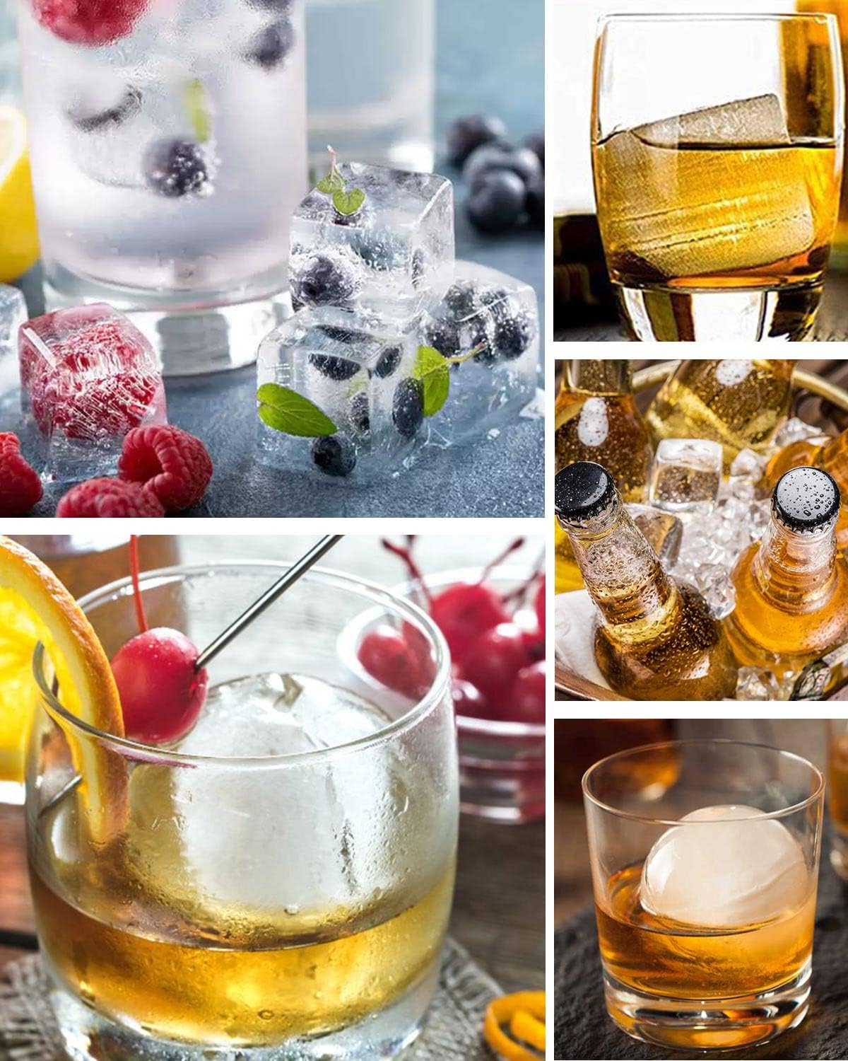 COOK EASY ice cube tray 4 Pcs Silicone Easy Pop 6 Sphere Ice Cube Tray / 15 Grids Ice Cube Tray