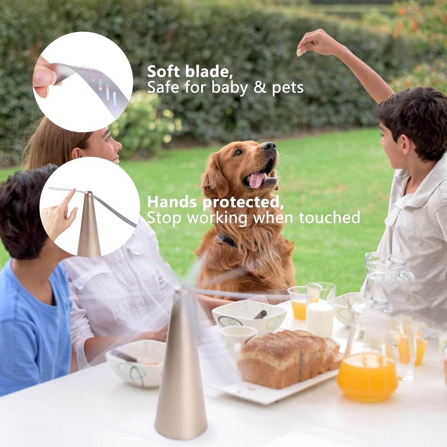 Living Today Household Insect Repellents Battery Operated Shoo-Fly Chemical Free Fly Repellent Fan Gold