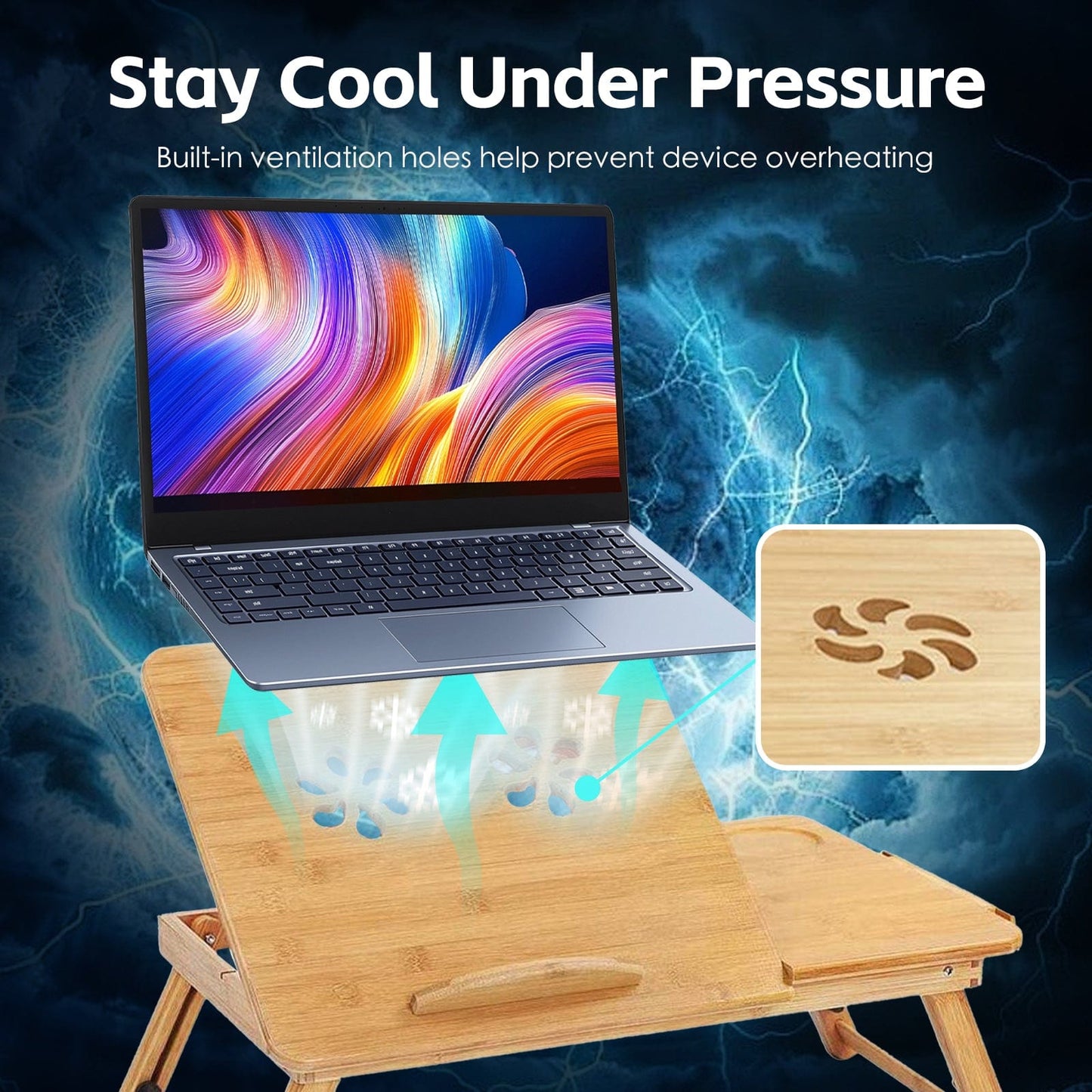 Living Today Homewares Foldable and Adjustable Bamboo Laptop Table, Bed Tray