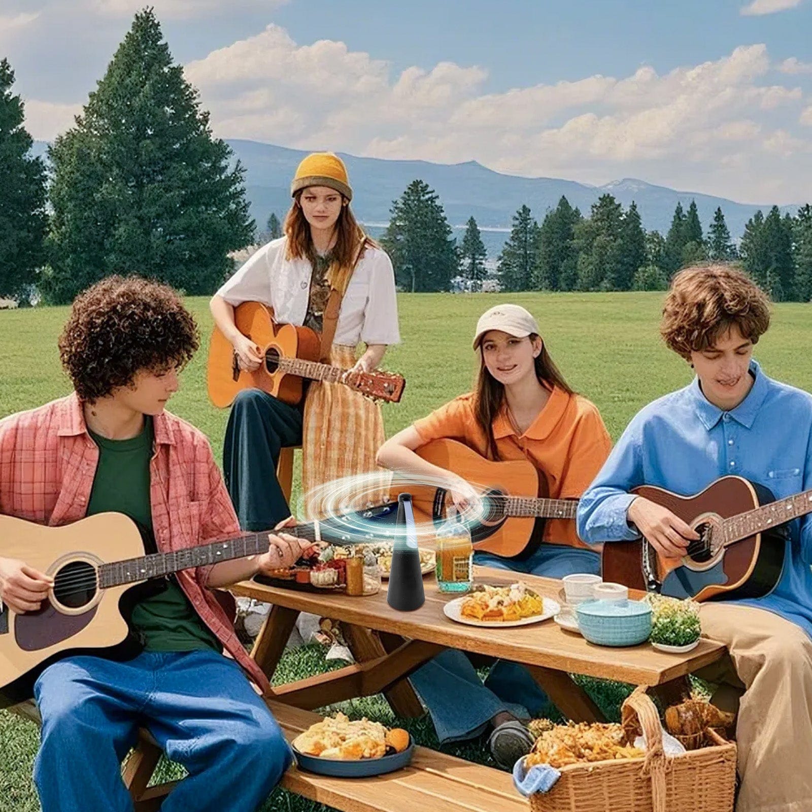 Living Today Household Insect Repellents Battery Operated Shoo-Fly Chemical Free Fly Repellent Fan Gold