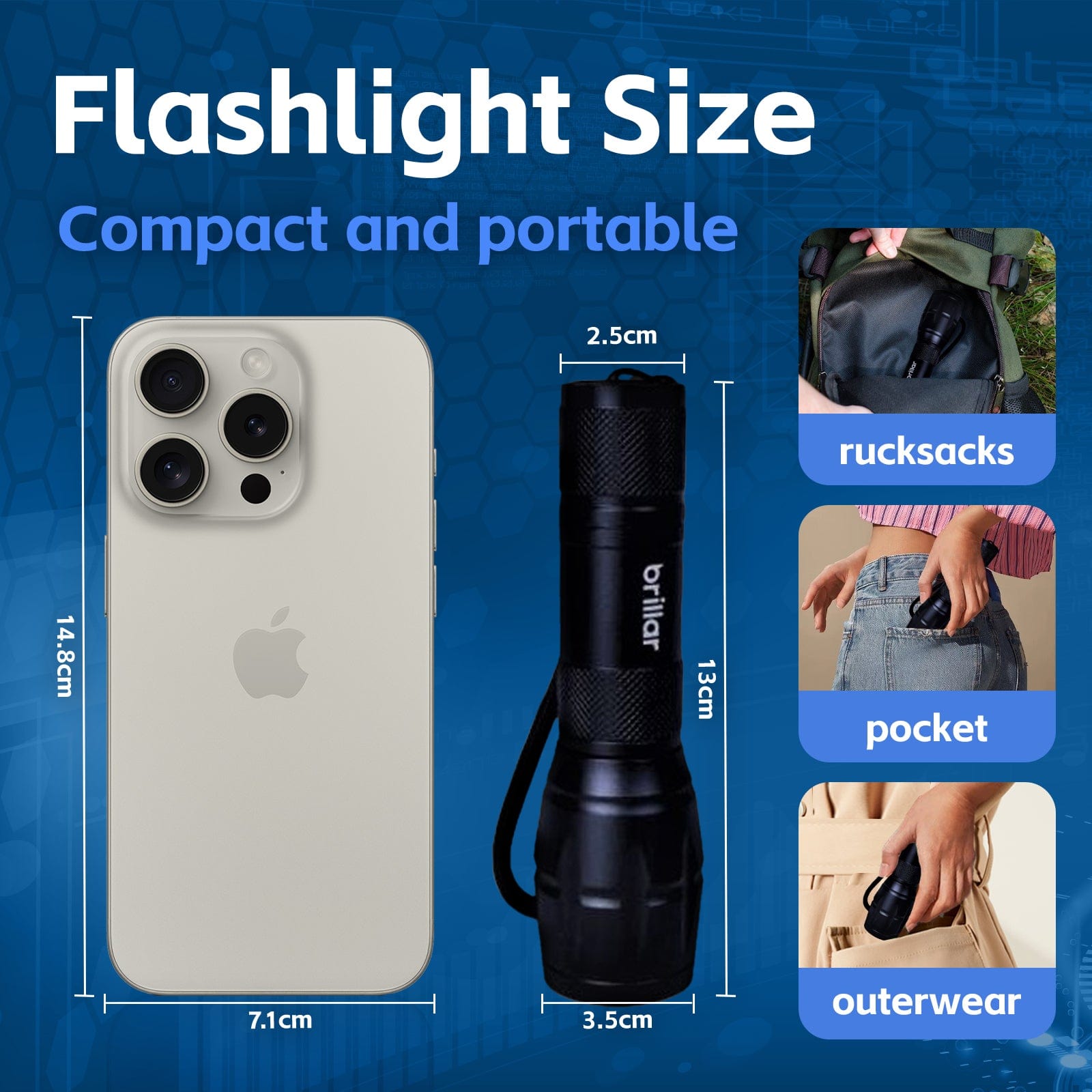 Brillar Flashlights Aluminium 5-Mode Tactical LED Flashlight