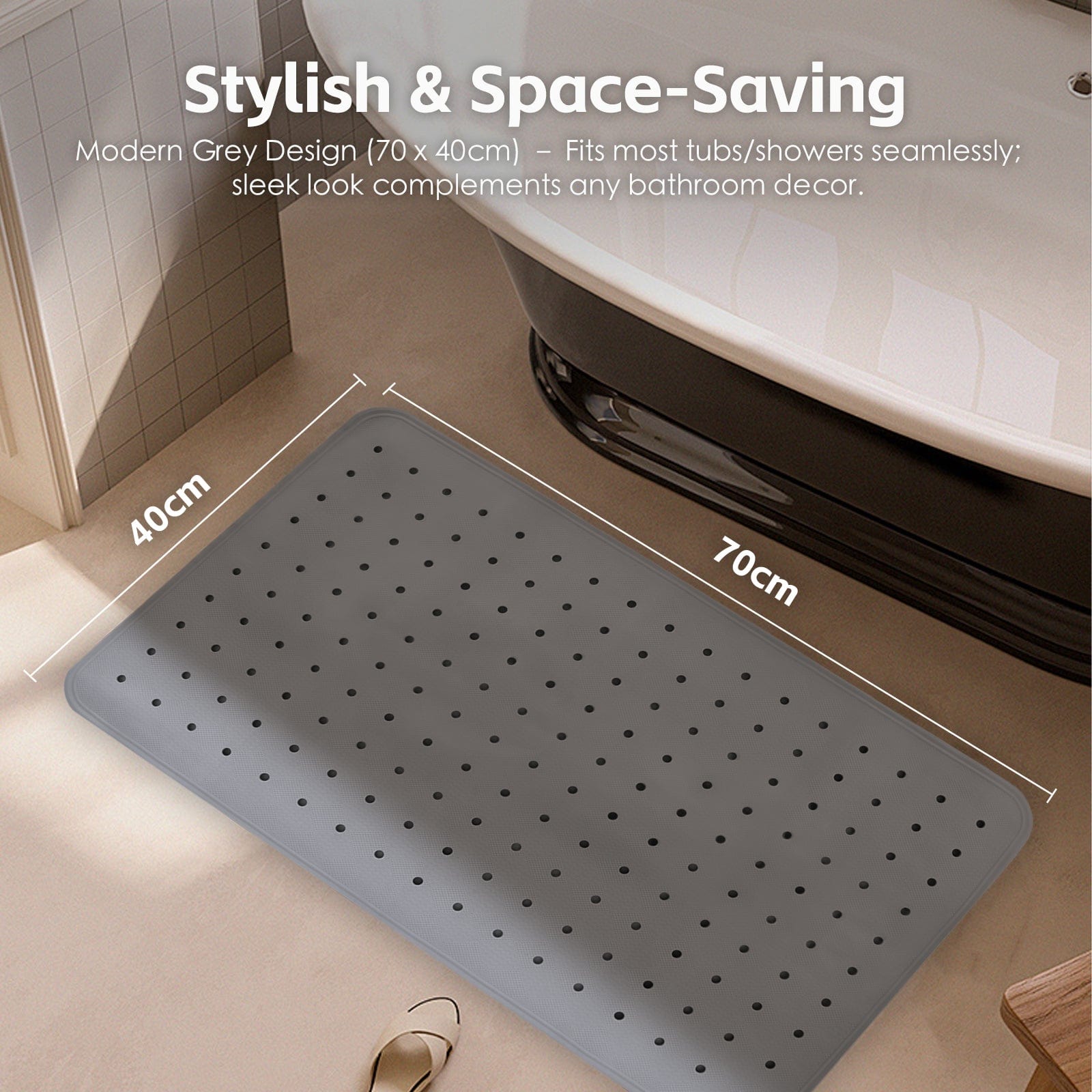 Living Today 2Pcs Anti-slip Grip Shower Mat 70x40 cm