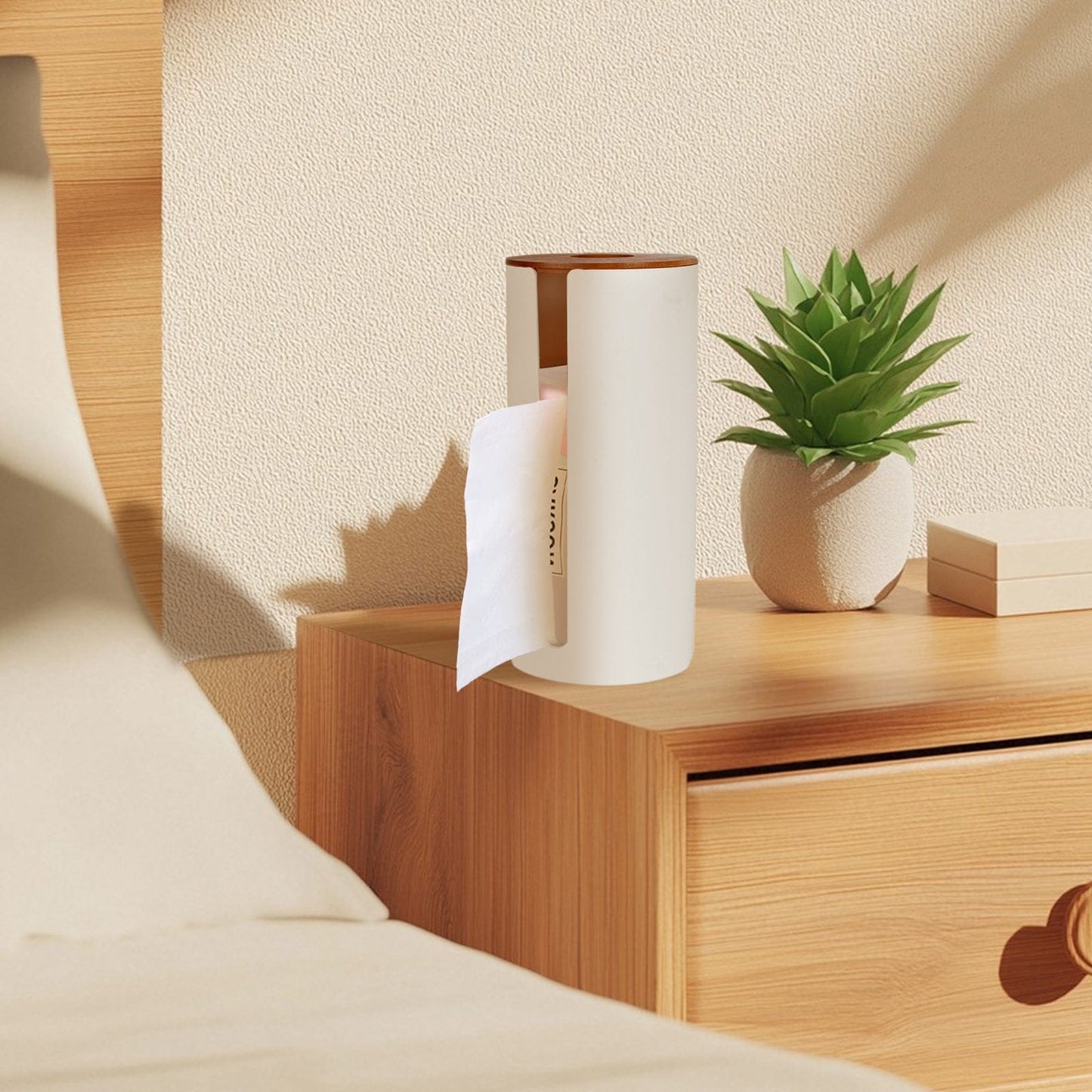 Clevinger bathroom accessories 2Pcs Bamboo Lid Toilet Roll Storage Holder
