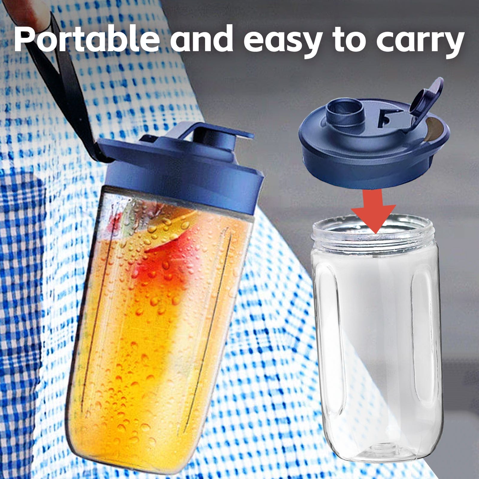 COOK EASY juicer 400ml USB-C Rechargeable Portable Juicer with Travel Lid