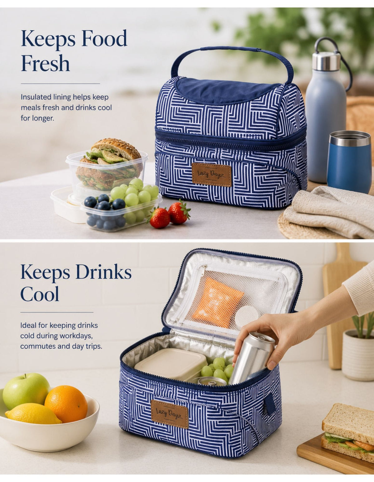 Lazy Dayz Picnic Lazy Dayz Insulated Deluxe Lunch Cooler - Makena