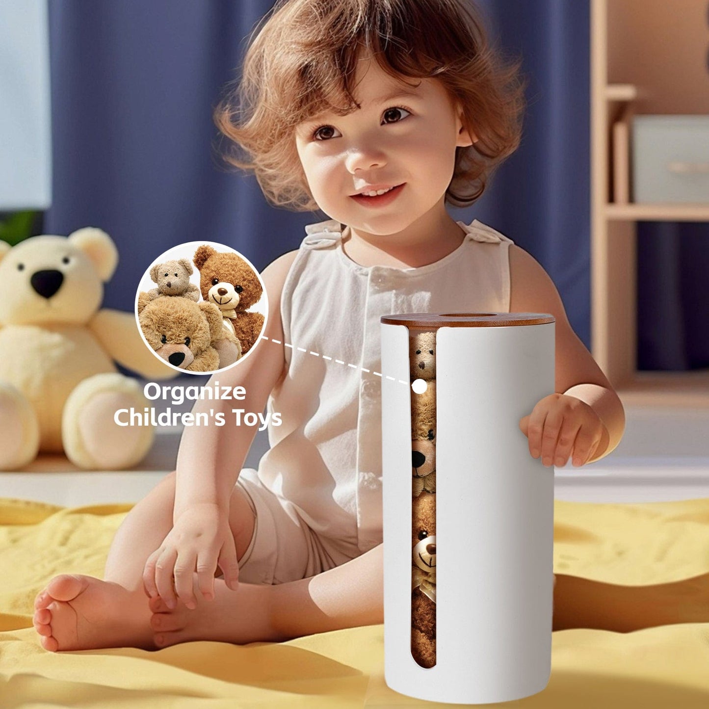 Clevinger bathroom accessories 2Pcs Bamboo Lid Toilet Roll Storage Holder