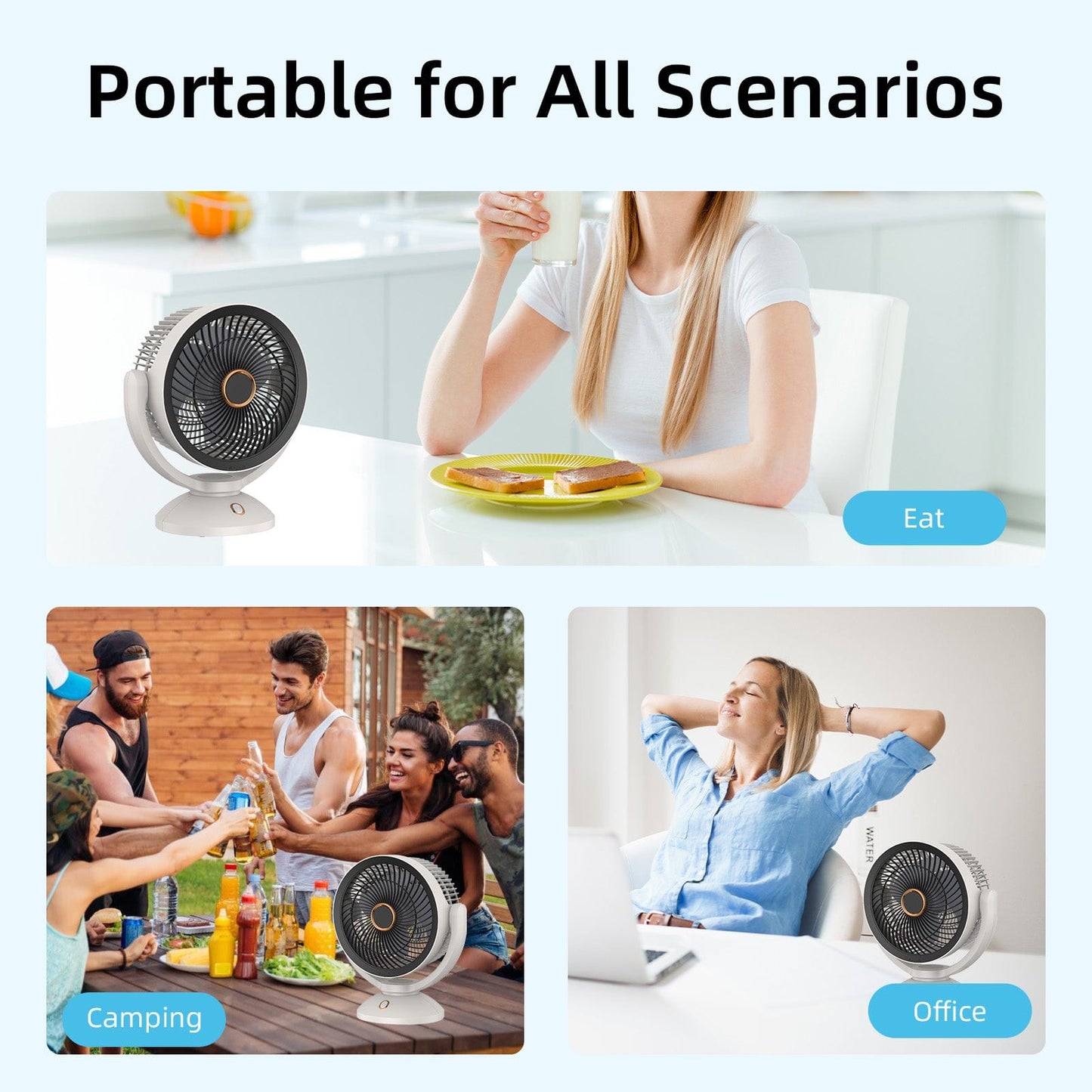 Livingtoday Fans 2000mAh RECHARGEABLE FAN