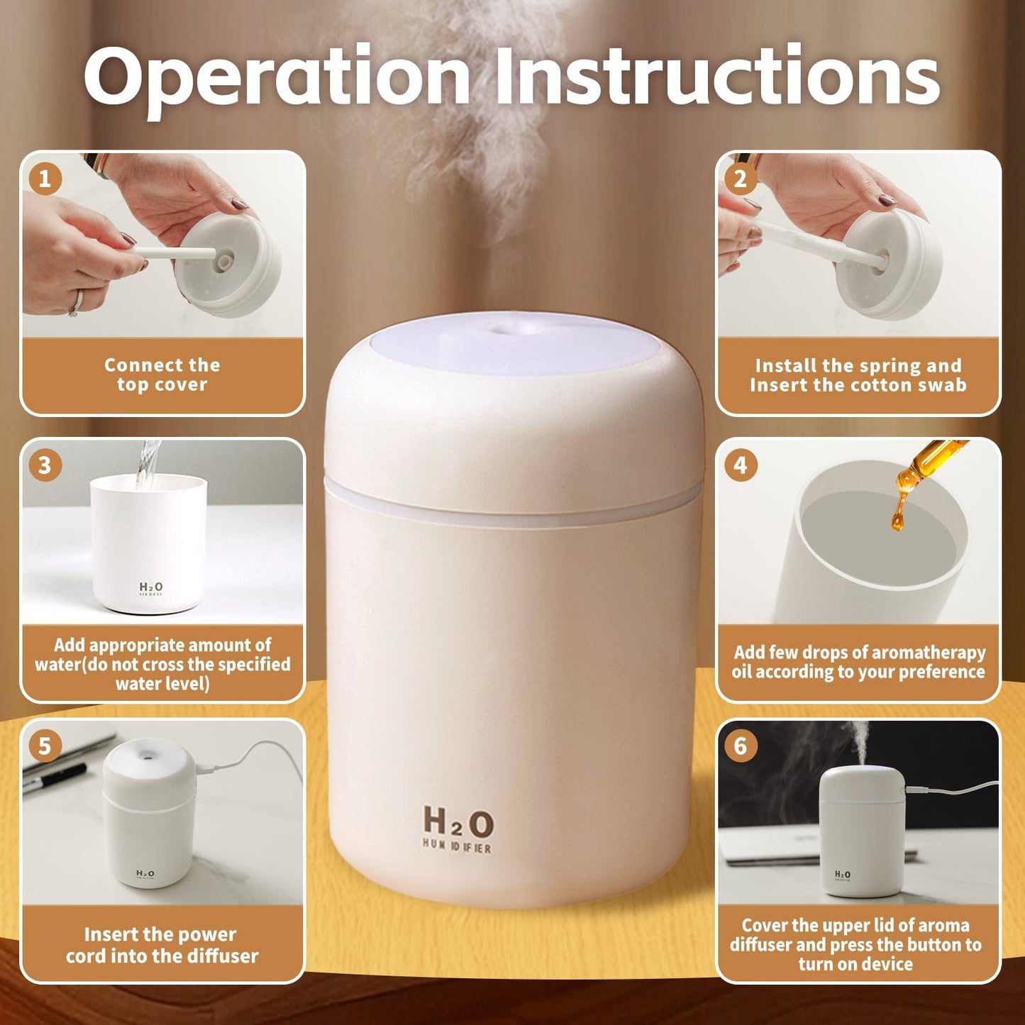 Living Today Humidifiers Living Today Mini LED Ultrasonic Humidifier 300ML