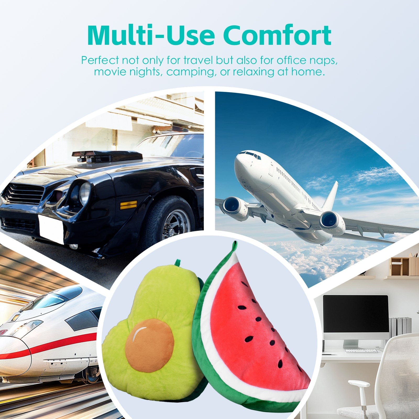 Lazy Dayz Two-Way Reversible Microfibre Travel Pillow-Watermelon