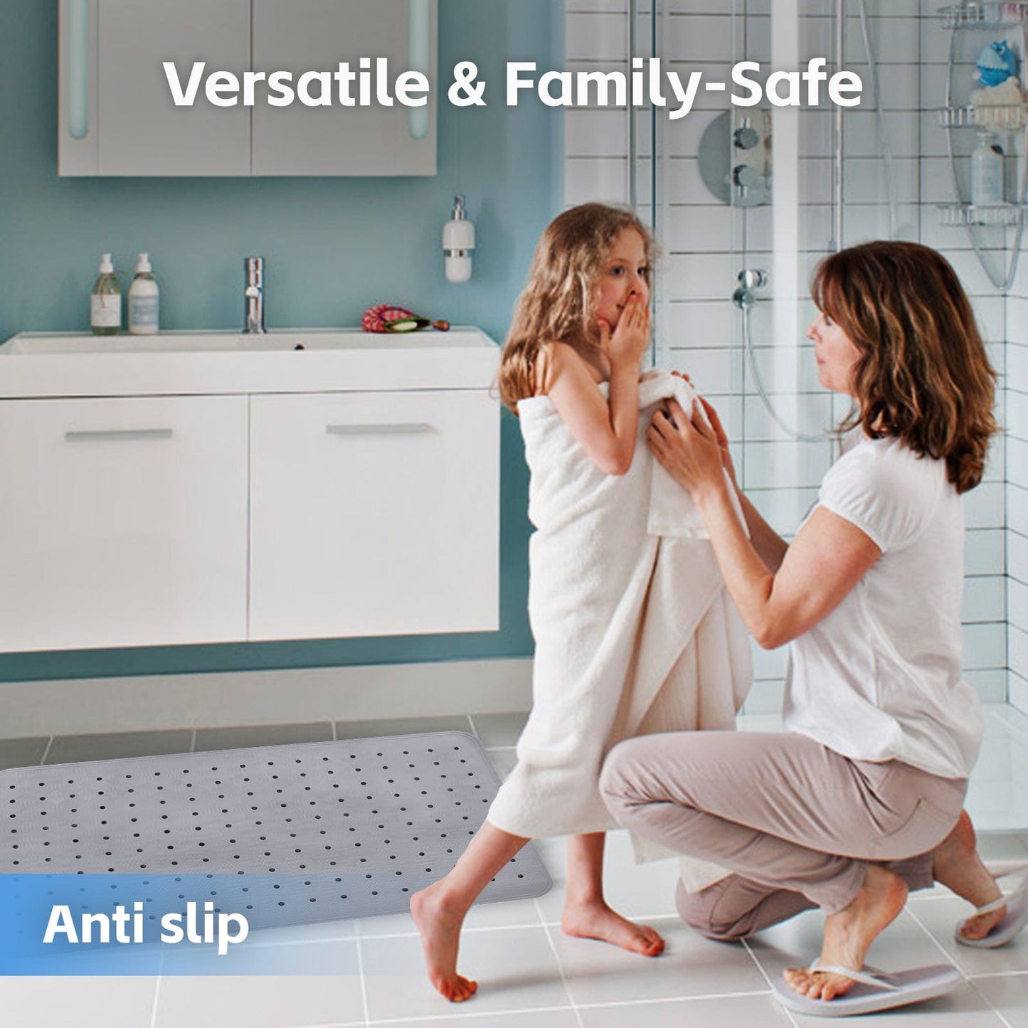 Living Today 2Pcs Anti-slip Grip Shower Mat 70x40 cm