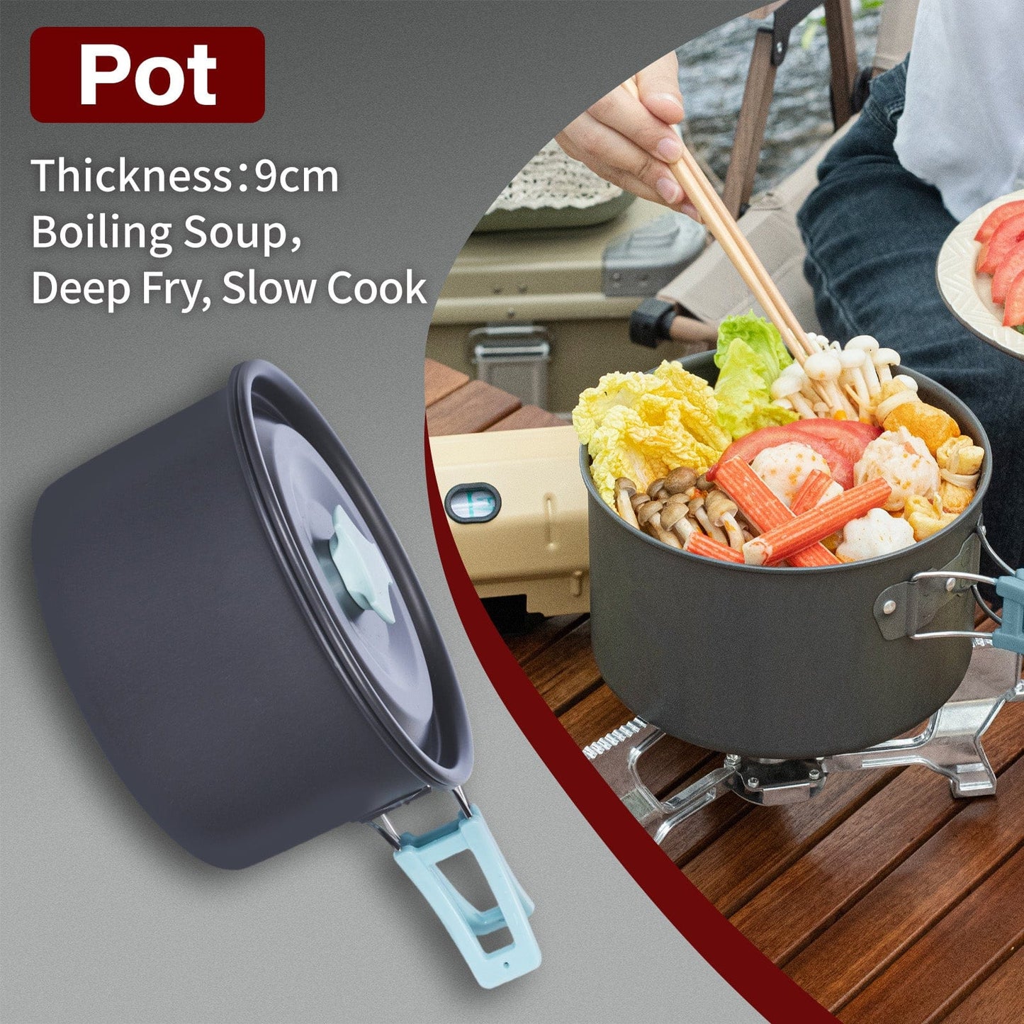 Cookeasy 3Pcs Camping Cooking Set – Lightweight Anodised Aluminium Outdoor Cookware Kit with Heat-Resistant Handles