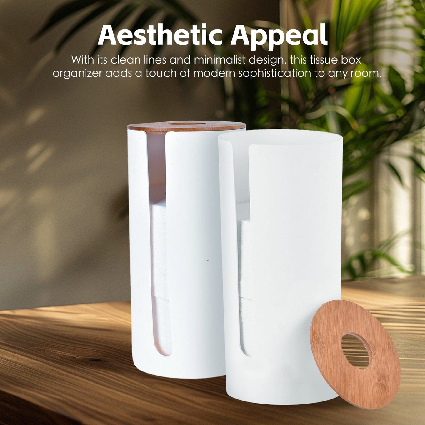 Clevinger bathroom accessories 2Pcs Bamboo Lid Toilet Roll Storage Holder