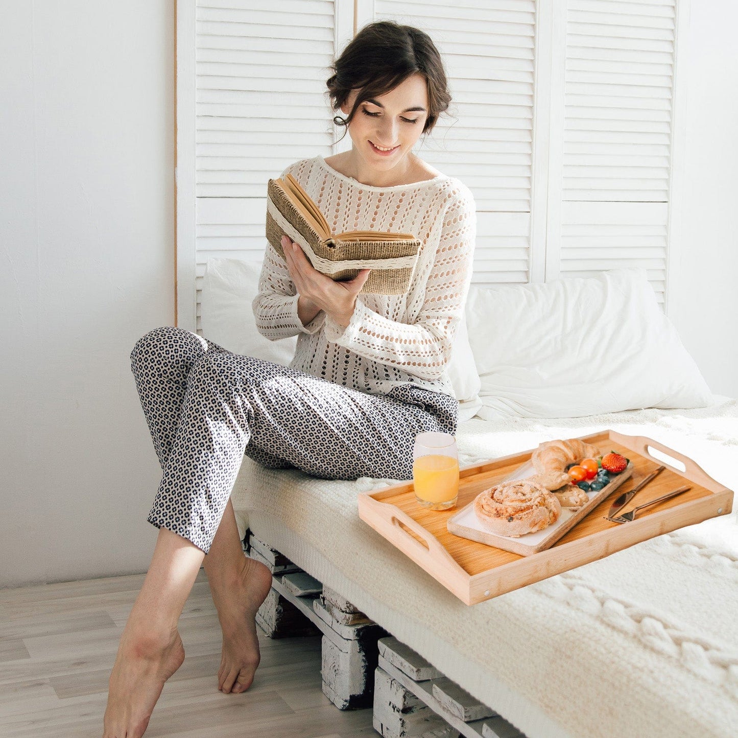 Living Today Homewares Foldable Bamboo Bed Tray / Breakfast Serving Table