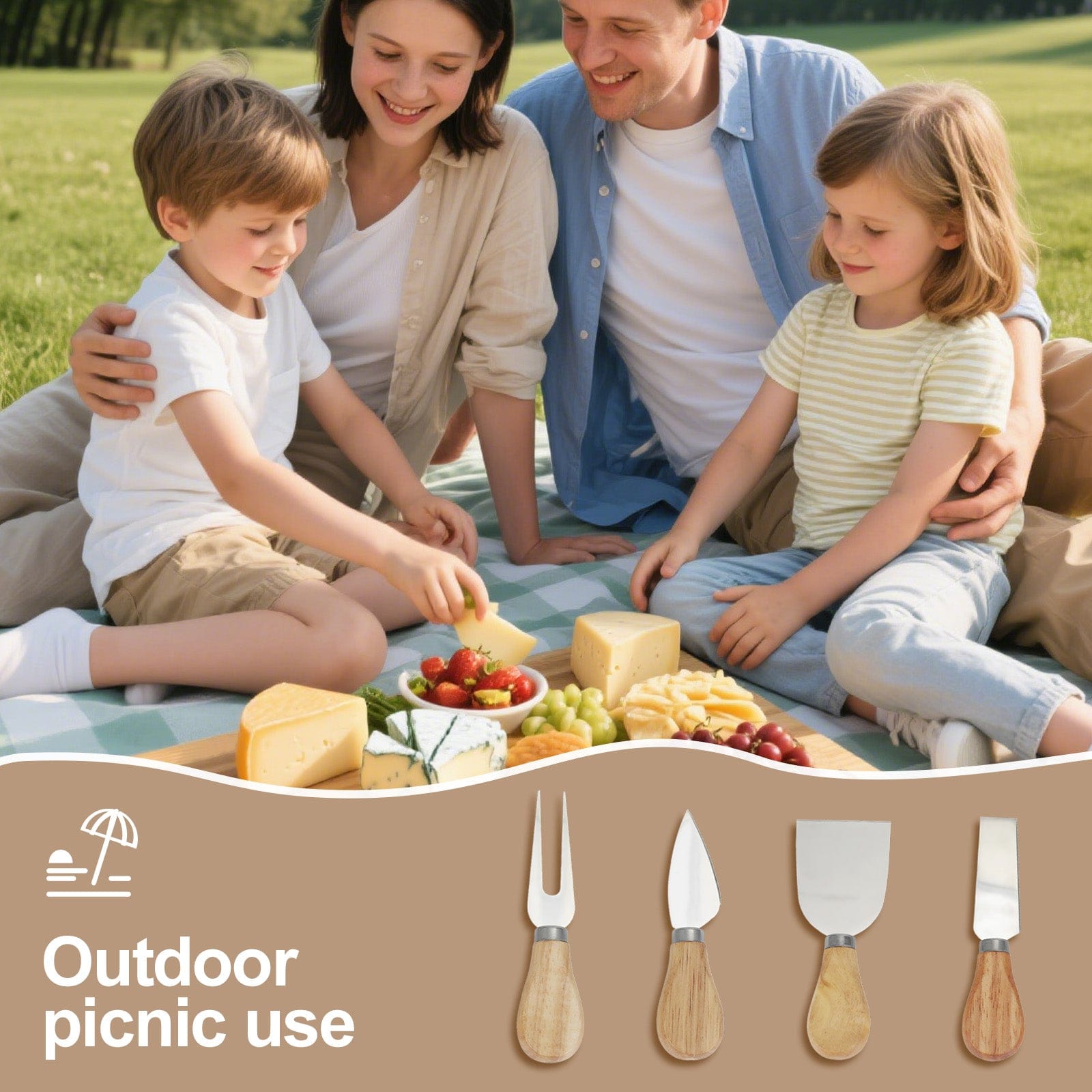 Living Today Bamboo Bamboo Cheese Board and Knife Set