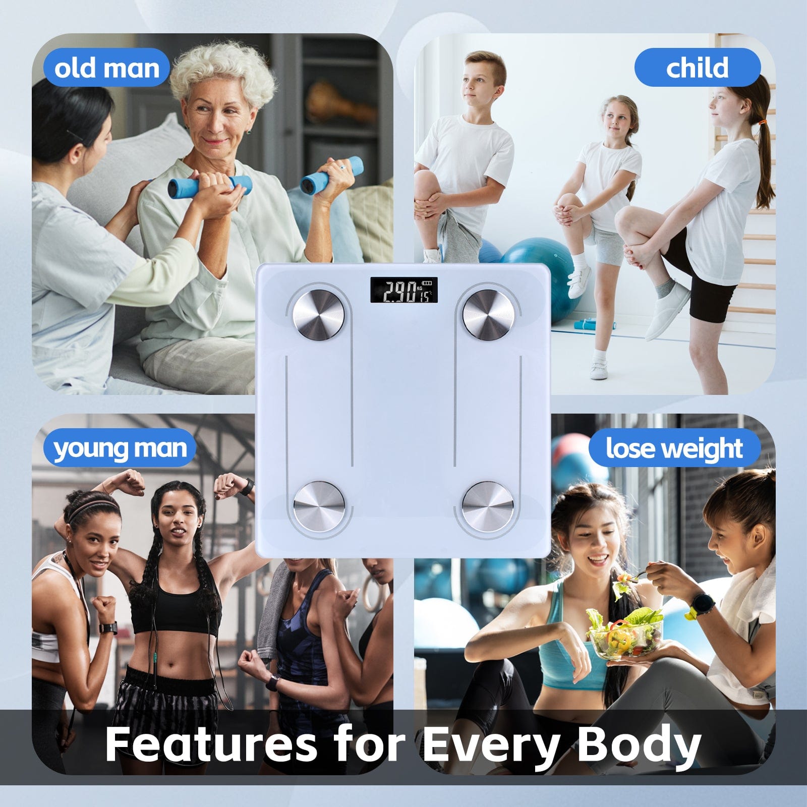 Clevinger weight scale Clevinger Bluetooth Smart Digital Glass Bathroom Scale Max Capacity 180KG