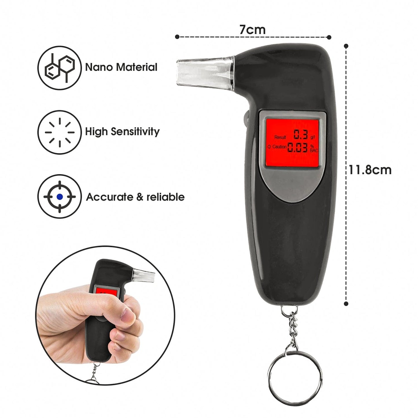 Living Today Gifts and Novelties Breathalyzer Digital LCD Alcohol Breath Tester