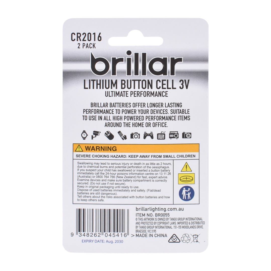 Brillar General Purpose Batteries Brillar CR2016 Lithium Button Cell 2pk