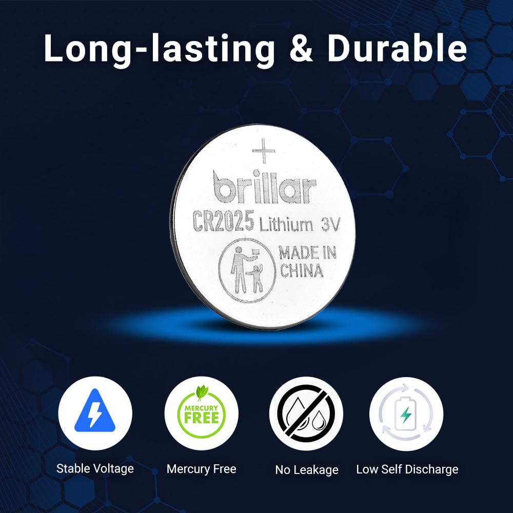 Brillar General Purpose Batteries 2 Pcs Brillar CR2025 Lithium Button Cell
