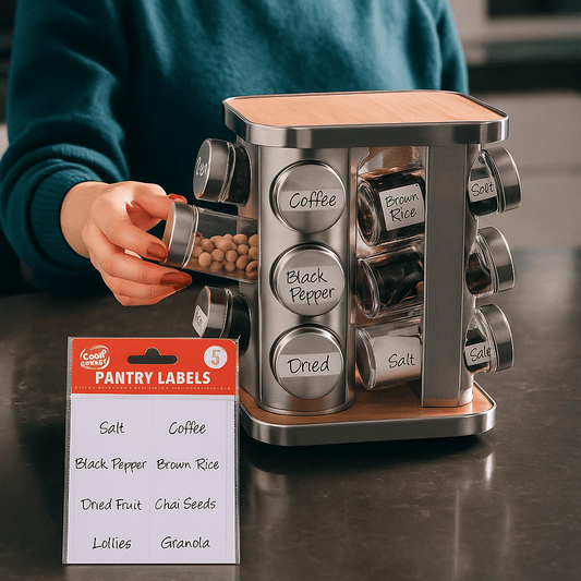 Living Today Clevinger 16 Piece Rotating Spice Rack Organiser/Free 40pc Pantry Label Stickers