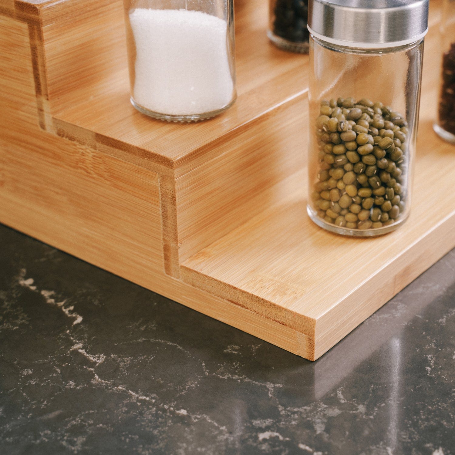 LIVINGTODAY 3 Tier Bamboo Spice Rack Countertop Kitchen Cabinet Organizer