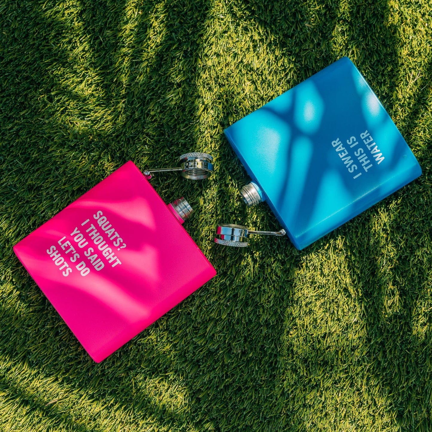 Lazy Dayz Drinkware 2 Pcs 175ml Stainless Steel Hip Flask w Funny Quotes