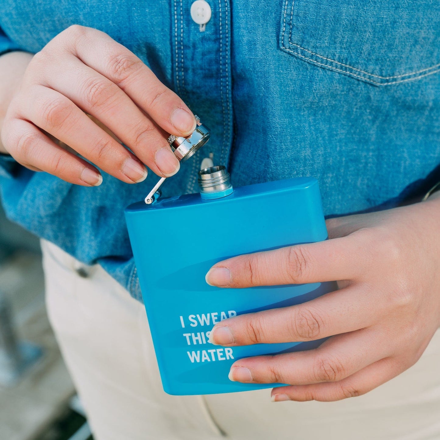 Lazy Dayz 175ml Stainless Steel Hip Flask w Funny Quotes-Blue