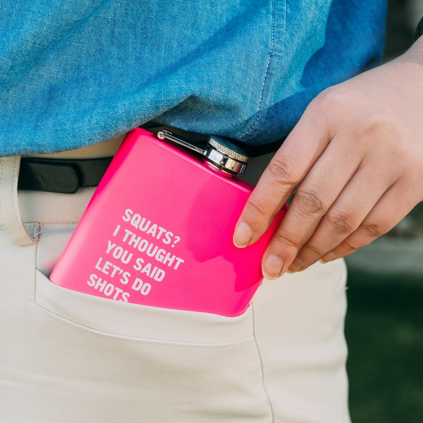 Lazy Dayz 175ml Stainless Steel Hip Flask w Funny Quotes-Pink