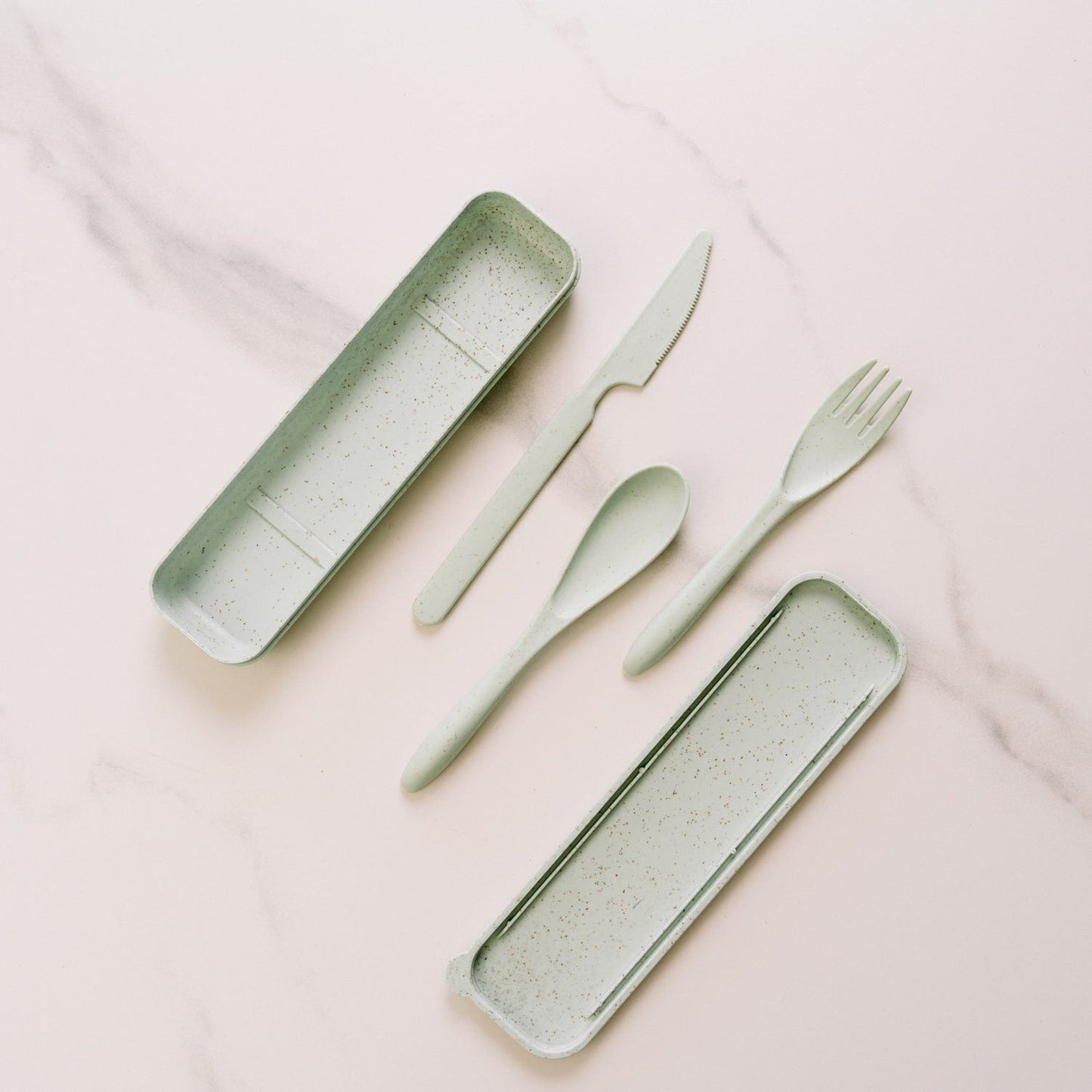 Living Today cutlery set Clevinger Reusable Wheat Straw Fibre Cutlery Set with Case - Green