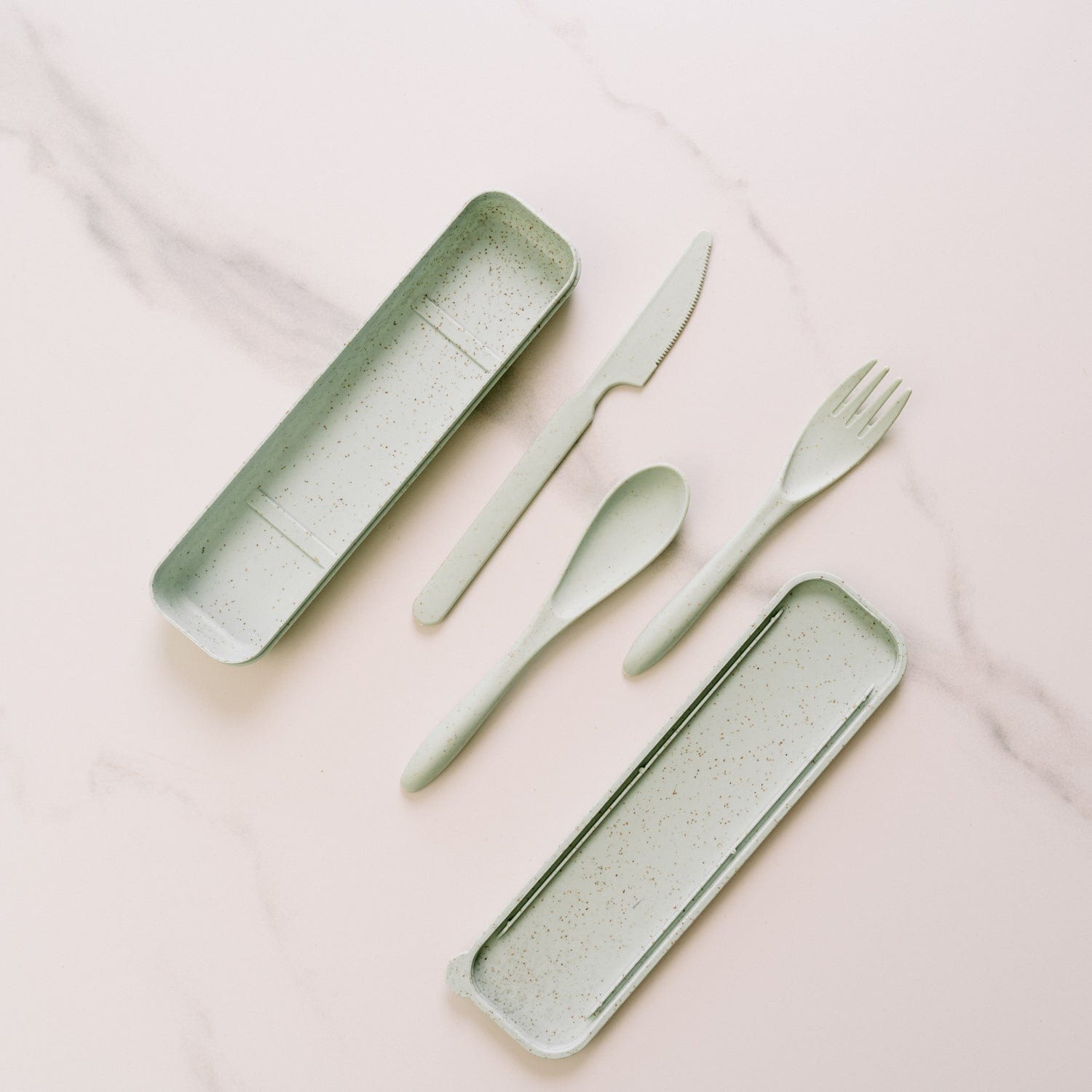 Living Today cutlery set Clevinger Reusable Wheat Straw Fibre Cutlery Set with Case - Green