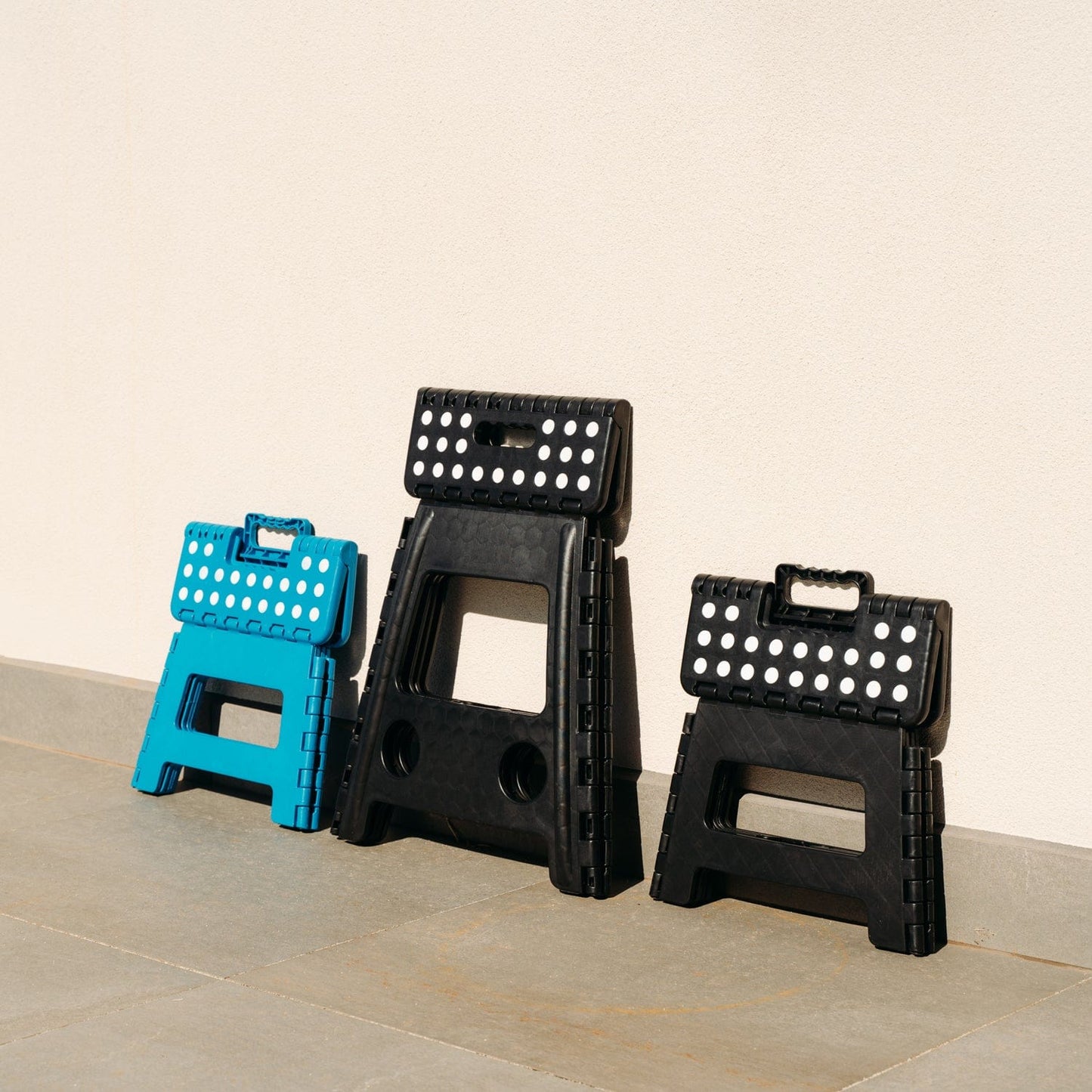 Living Today Large Plastic Folding Stool Portable Chair Outdoor Camping Black