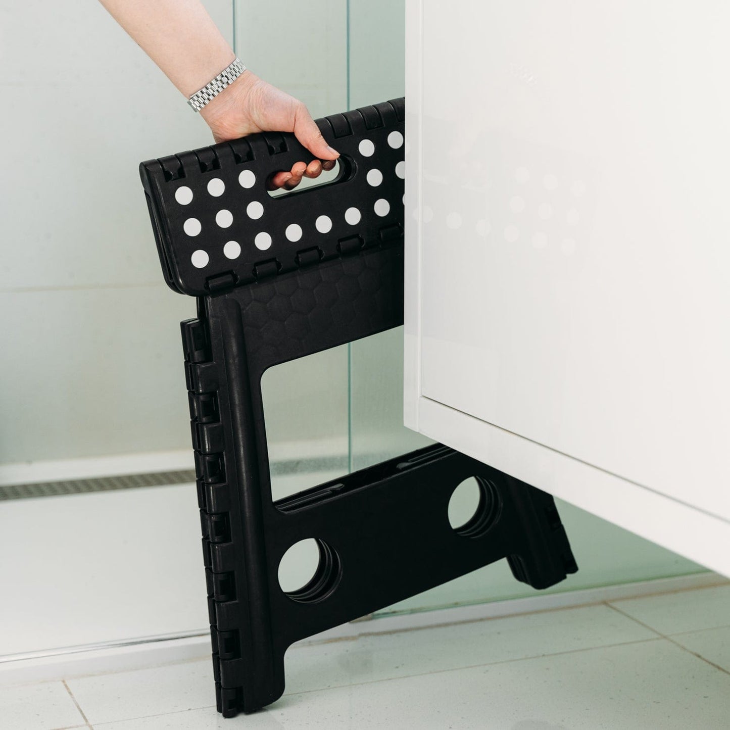 Living Today Large Plastic Folding Stool Portable Chair Outdoor Camping Black