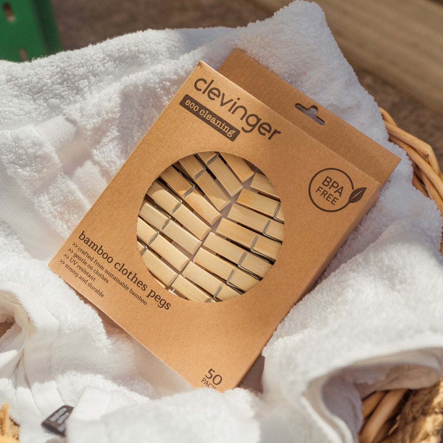Clevinger laundry Eco Bamboo Clothes Pegs 50 Pcaks
