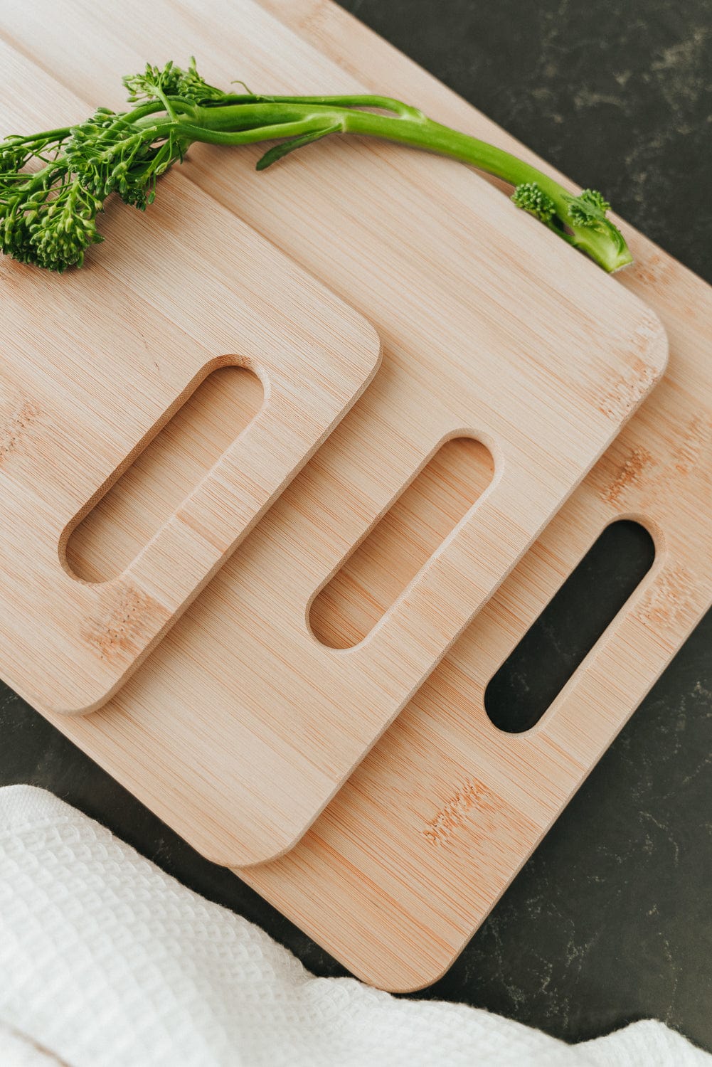 Living Today Kitchen 3 Pack Bamboo Wood Chopping Board Set Cheese Cutting & Serving Light Wood Tone