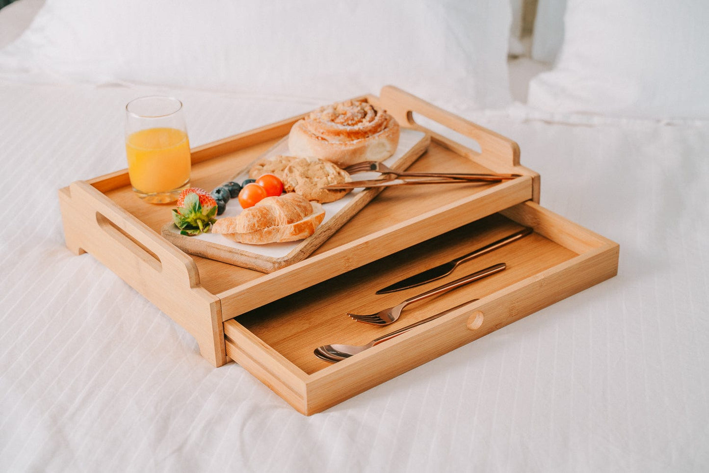 Living Today Bamboo Bamboo Serving Tray With Drawer