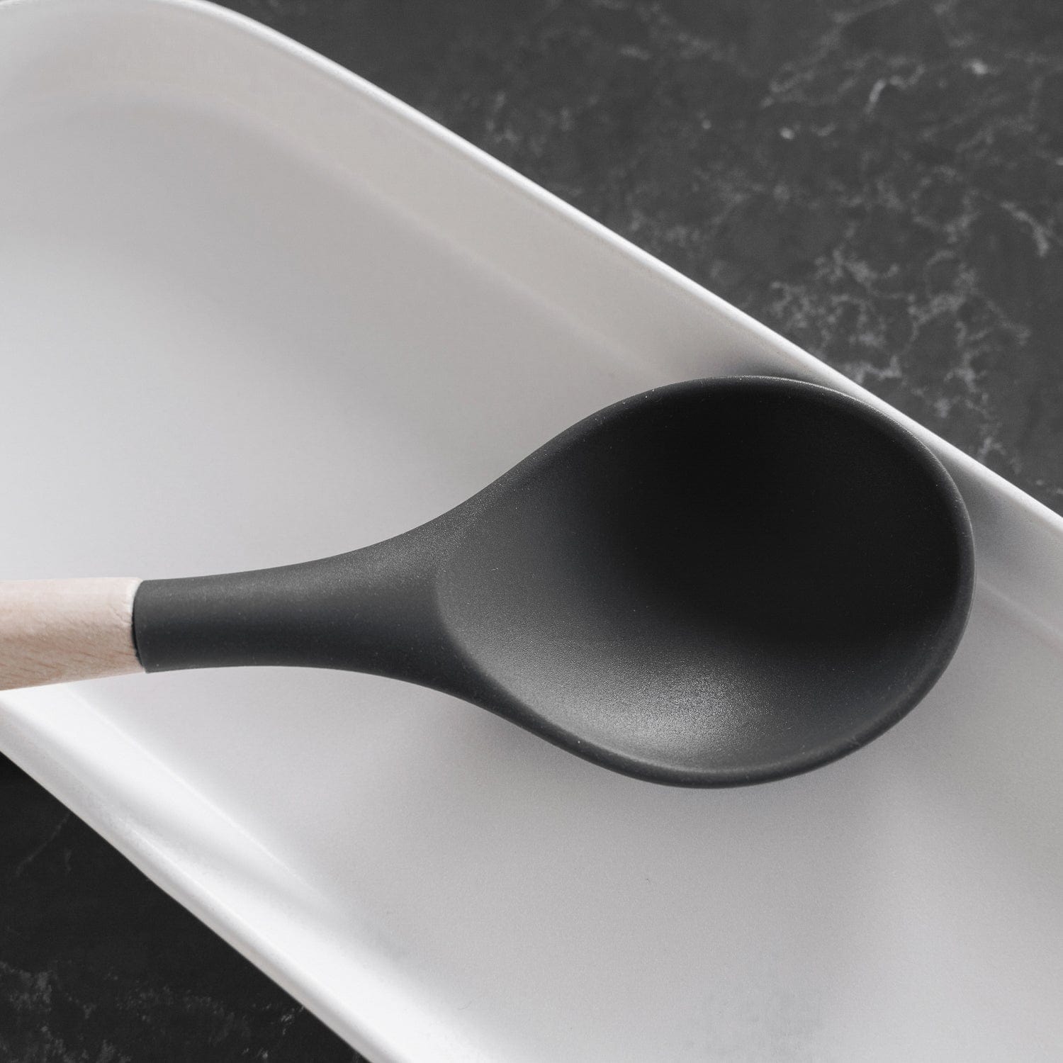 Clevinger cookware Beechwood & Silicone Kitchen Cooking Utensils Set - Turner/Spoon/Slotted Turner  - Charcoal