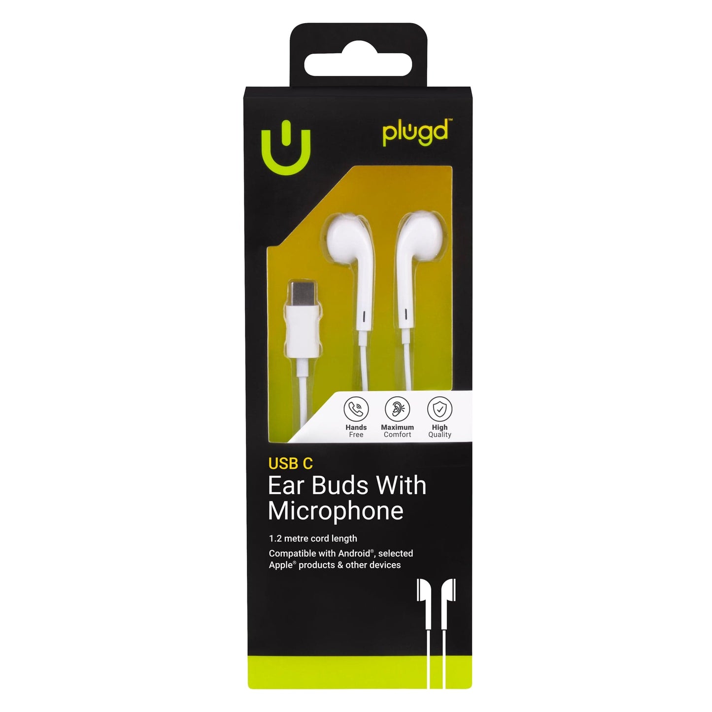 plugd bluetooth ear buds 1.2M USB C Ear Buds with Microphone