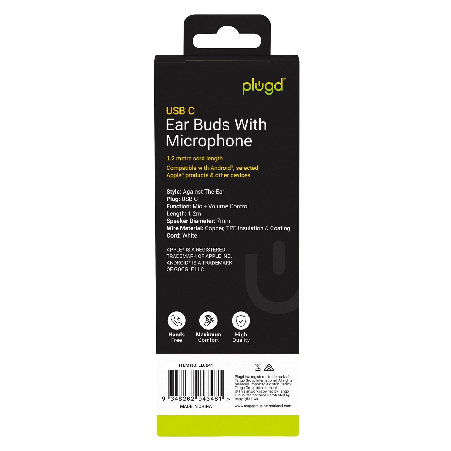 plugd bluetooth ear buds 1.2M USB C Ear Buds with Microphone