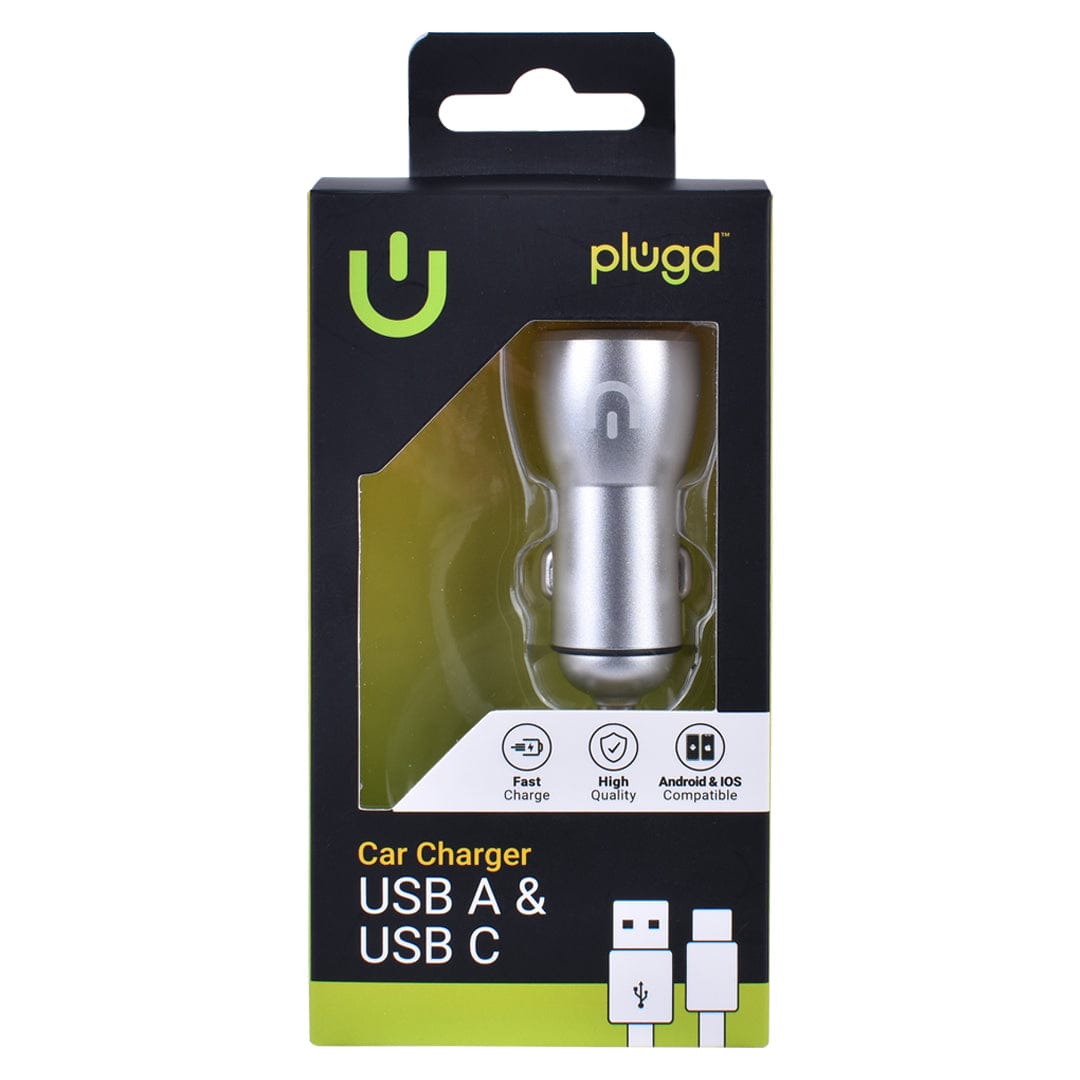 plugd Car USB charger PLUGD 30W USB-A & USB-C Dual Port Quick Charge Car Charger