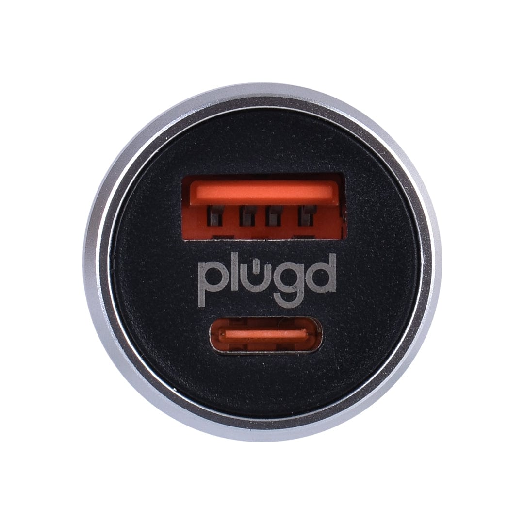 plugd Car USB charger PLUGD 30W USB-A & USB-C Dual Port Quick Charge Car Charger