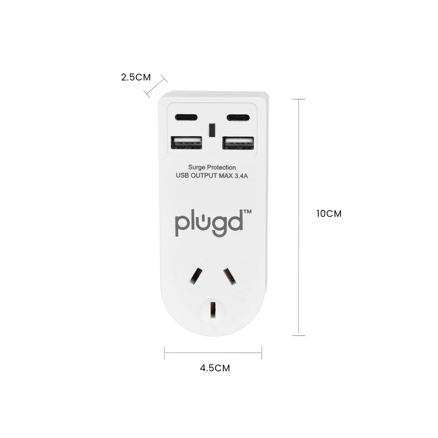 plugd 2 USB-A and 2 USB-C Wall Charger with Surge Protection