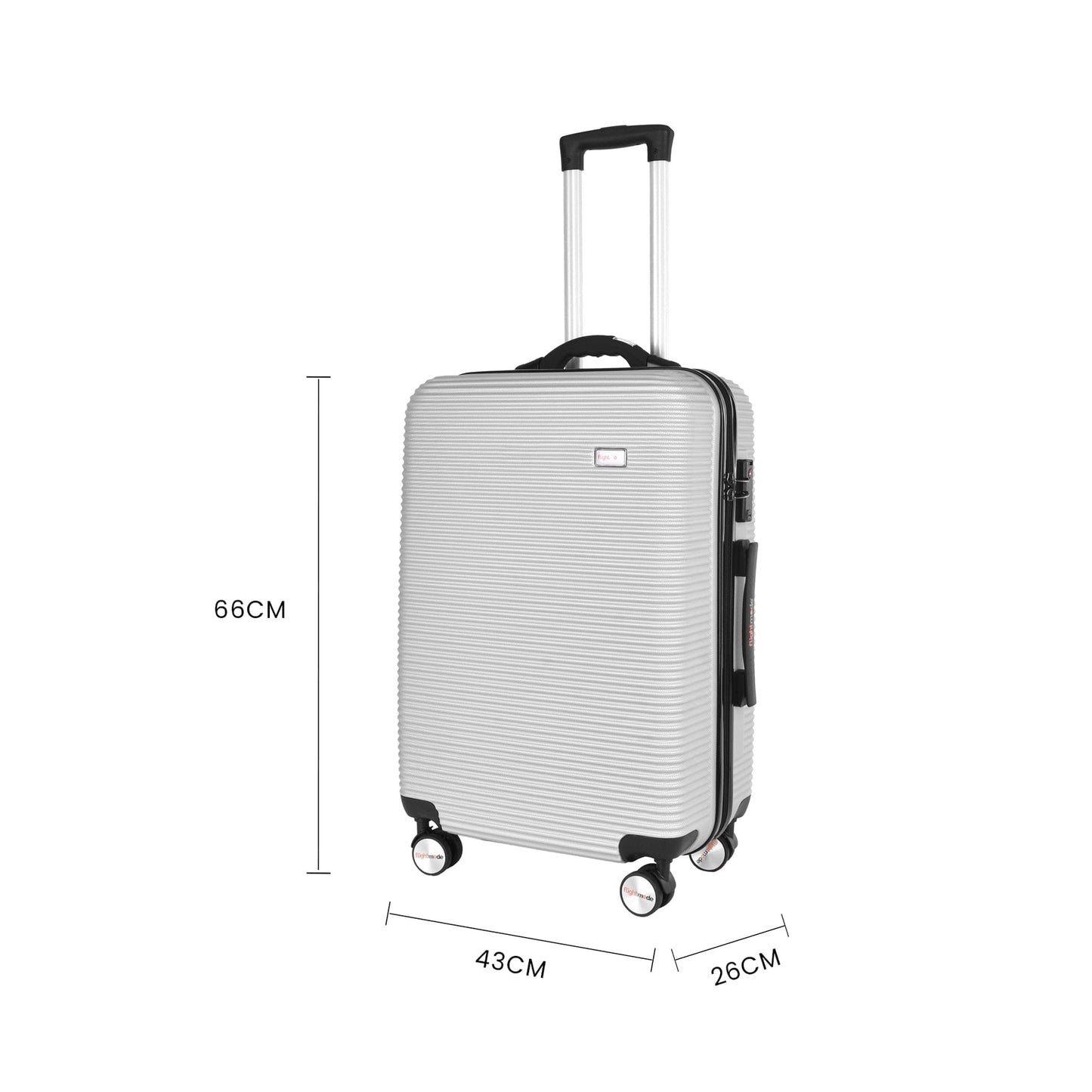 Flightmode 28" Digital Weighing Scale and USB Charging Port Lightweight Luggage Suitcase Silver