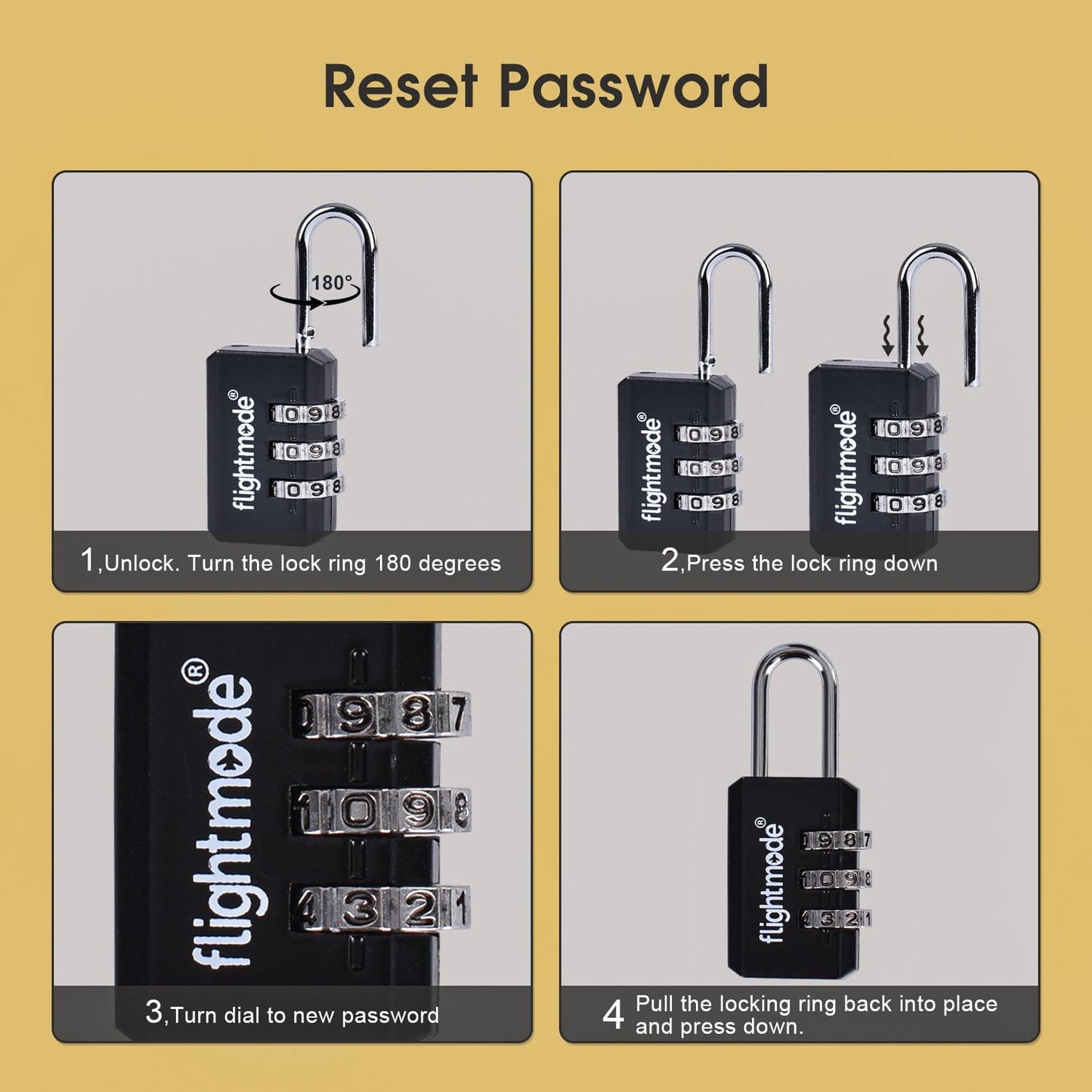 Flightmode locks 2 Pack Combination 3 Dial Smooth Padlocks