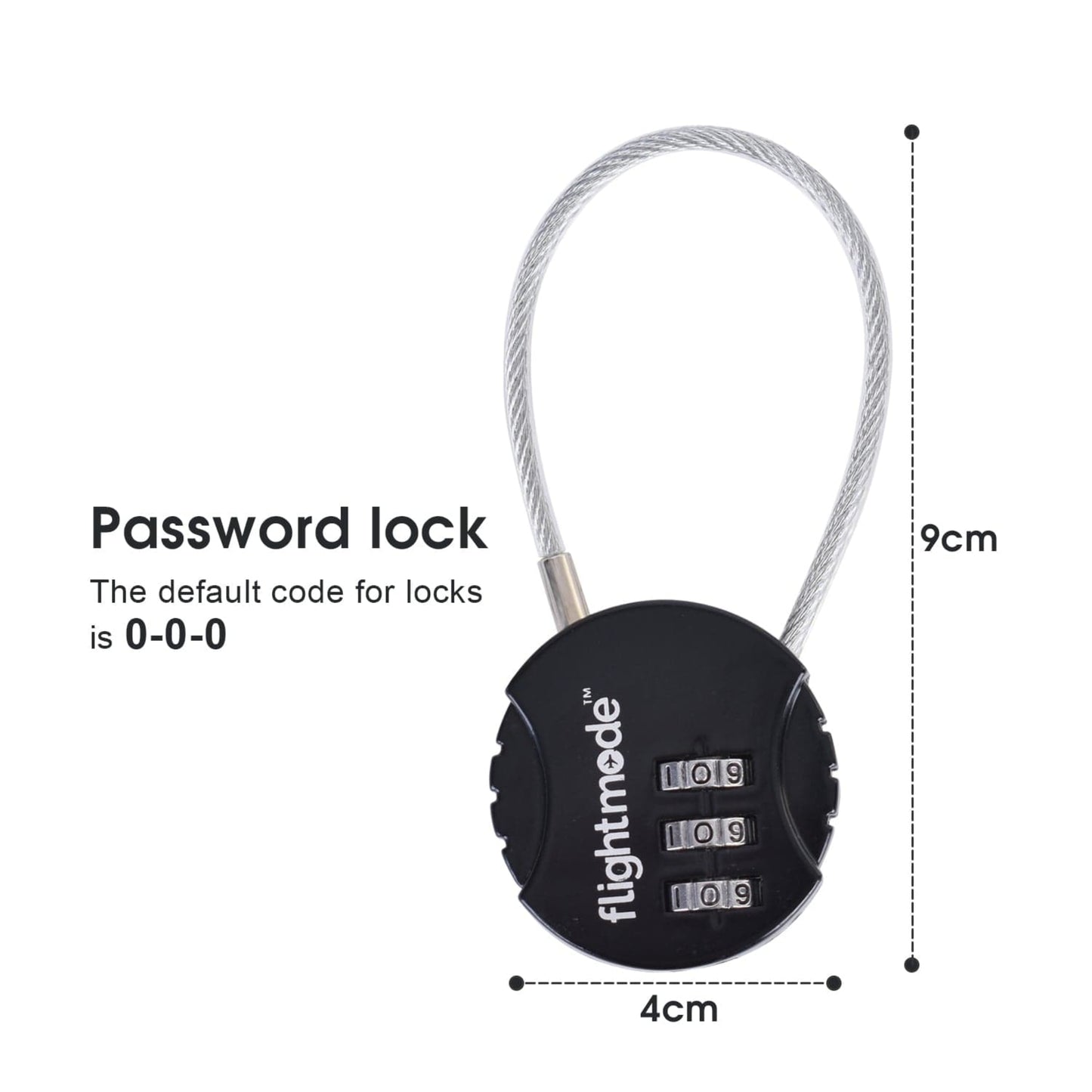 Flightmode Flightmode 3 Dial Steel Cable Padlock