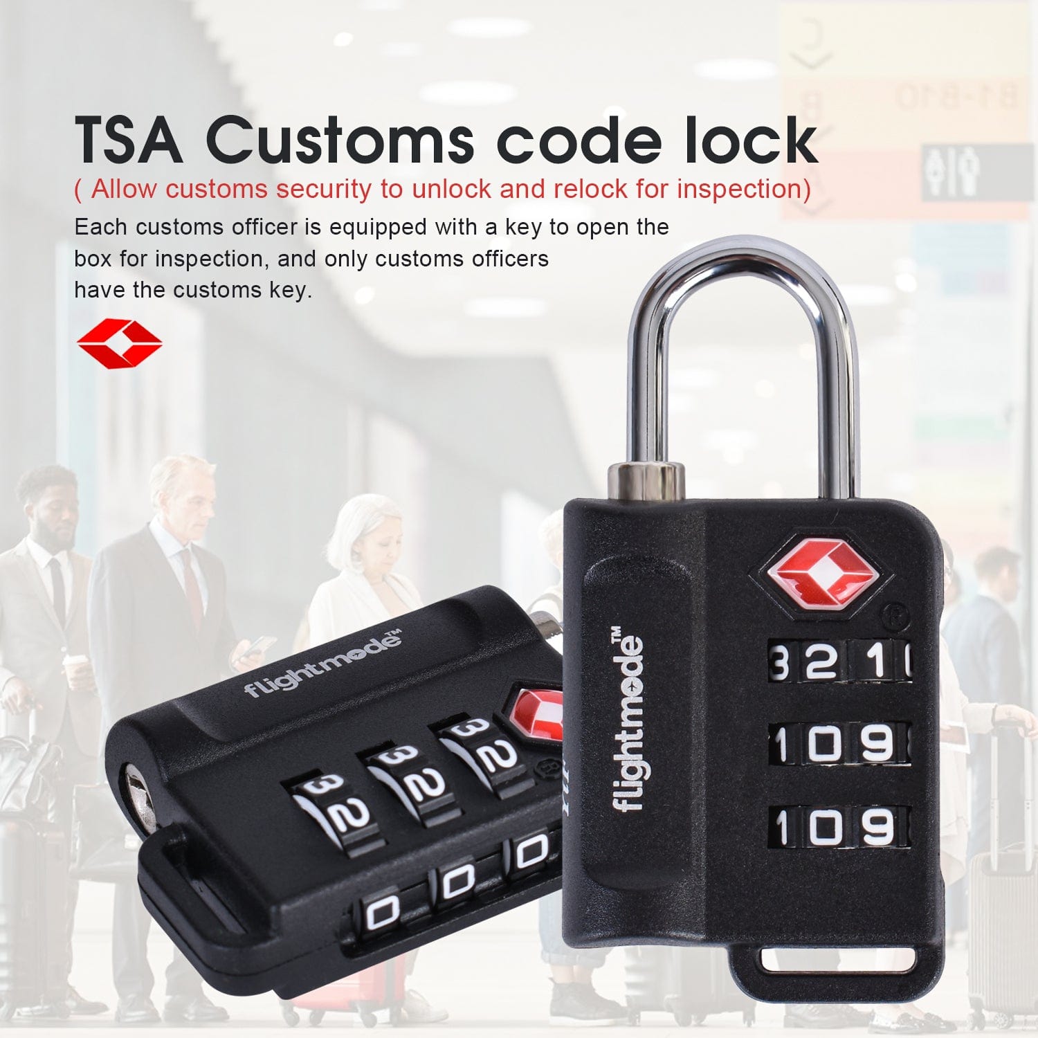Flightmode 2 Pcs TSA Approved Travel 3 Dial Indicator Padlock