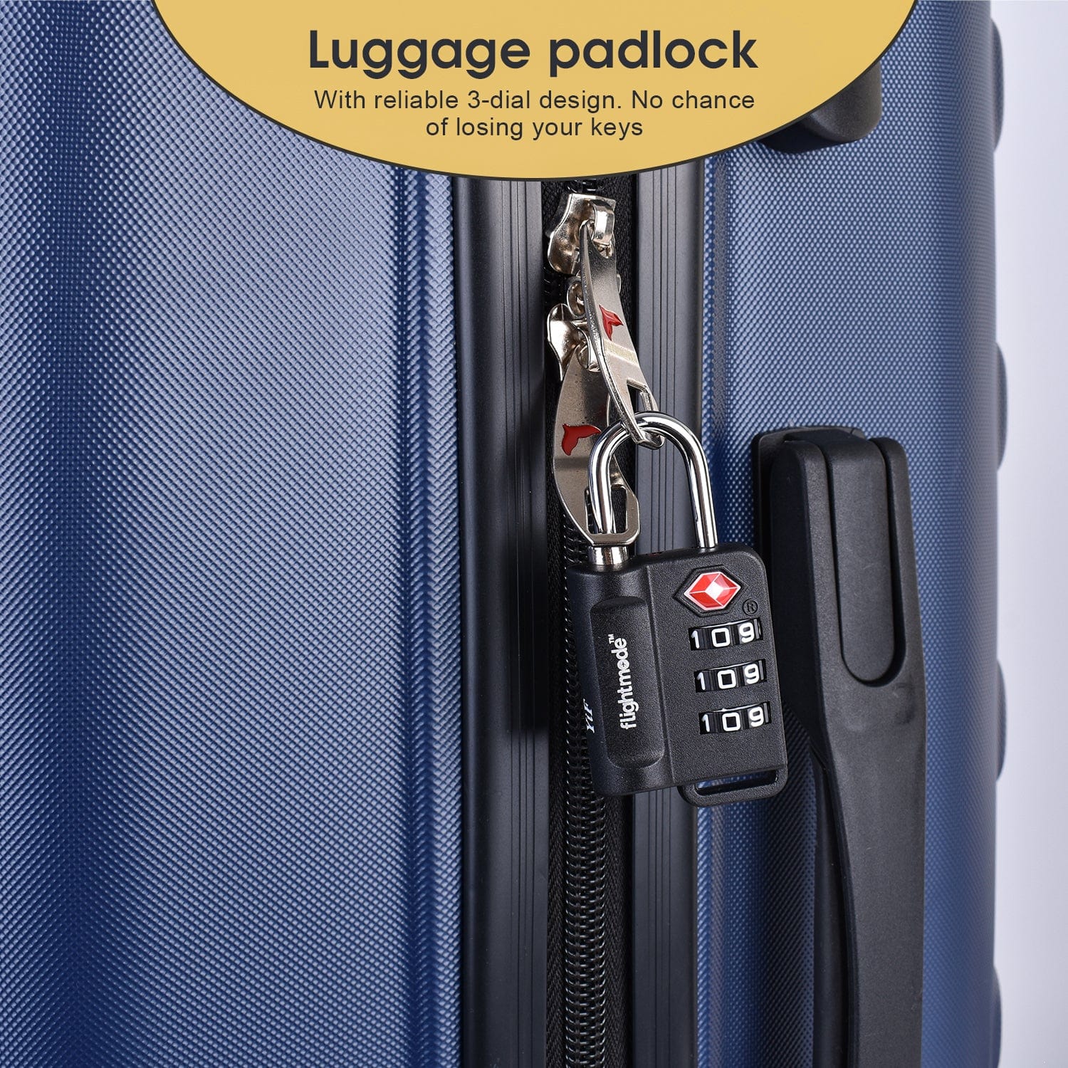 Flightmode 2 Pcs TSA Approved Travel 3 Dial Indicator Padlock