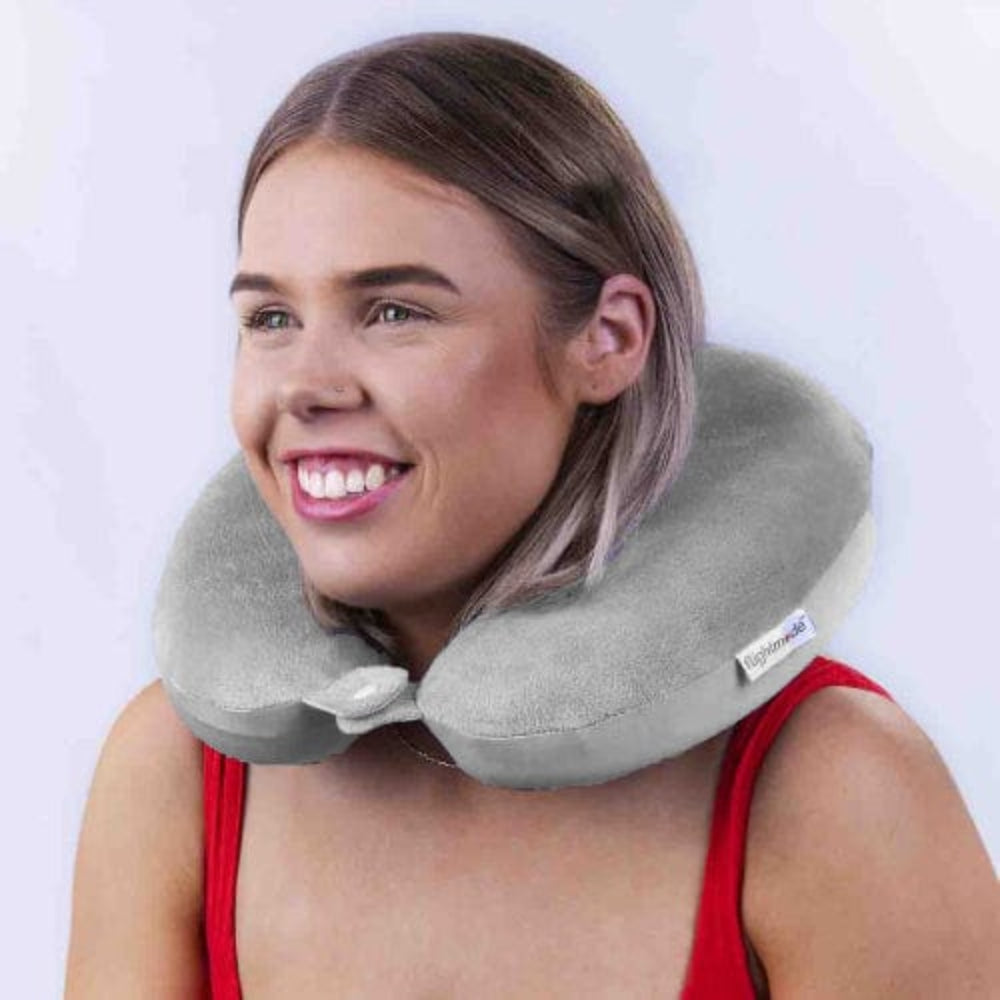 Flightmode Bags and Luggage Deluxe Memory Foam Travel Pillow Grey