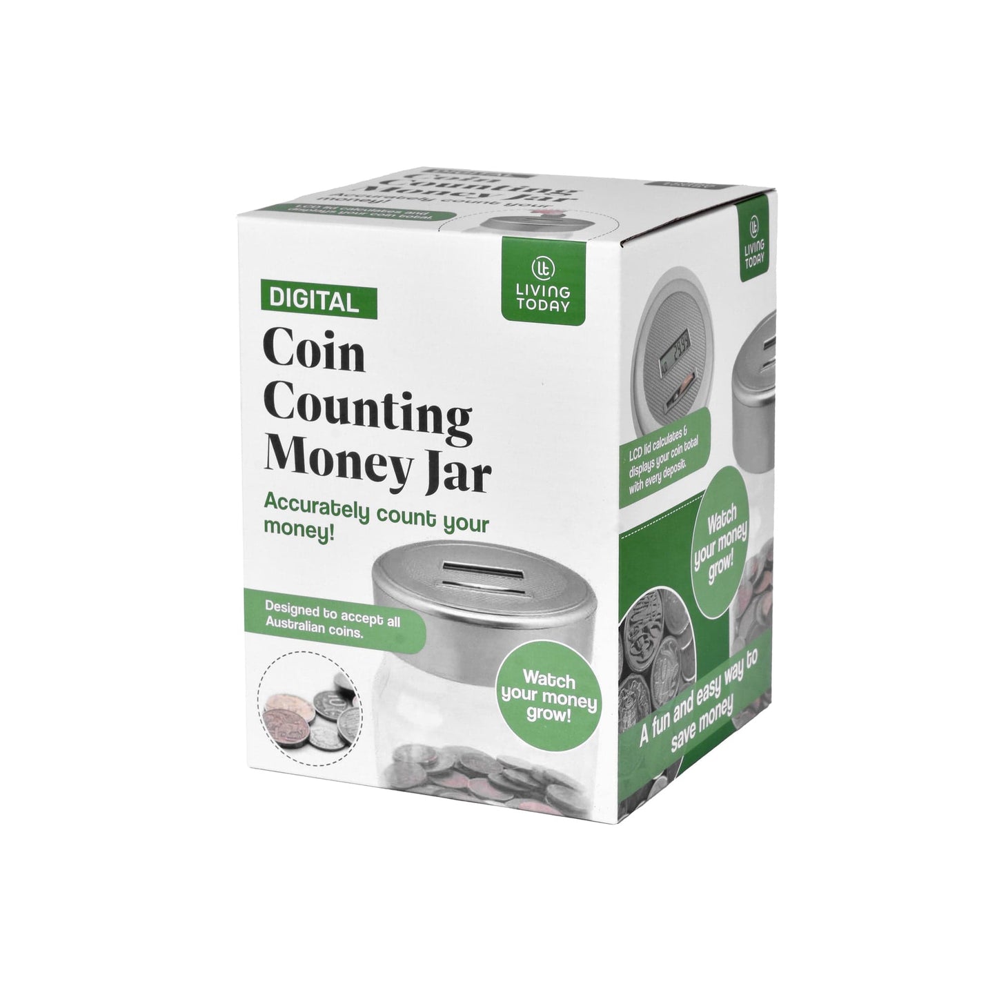 Living Today Gifts and Novelties Digital Coin Counting Money Jar Australian Coin with LCD Display Fun for Kid